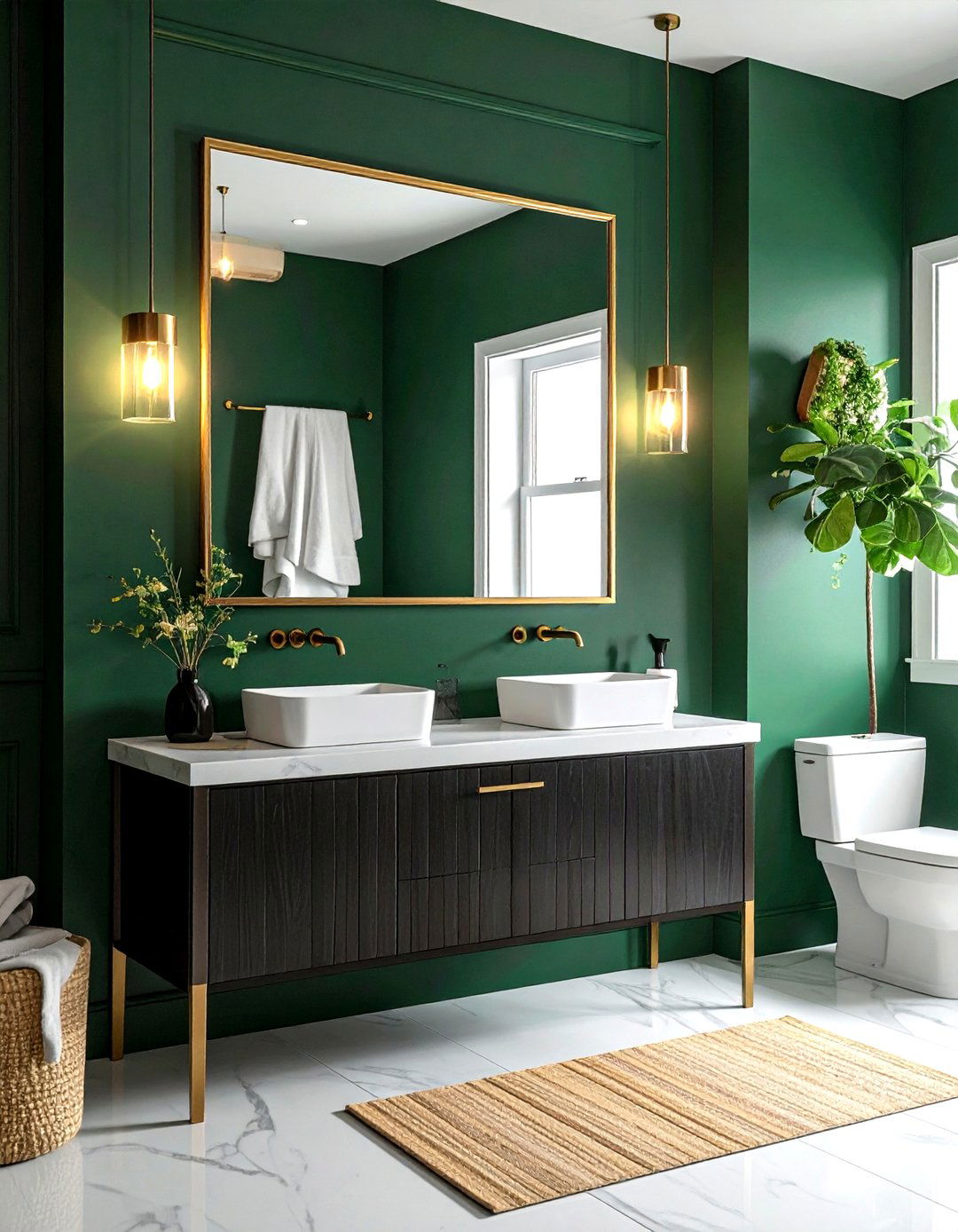 Green paint colors - 30 small powder room ideas