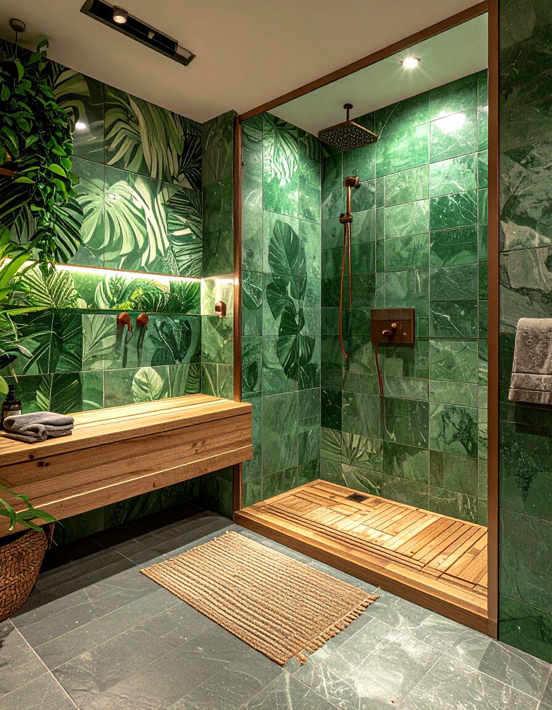 Green patterned tile bathroom shower - 30 patterned tile bathroom ideas