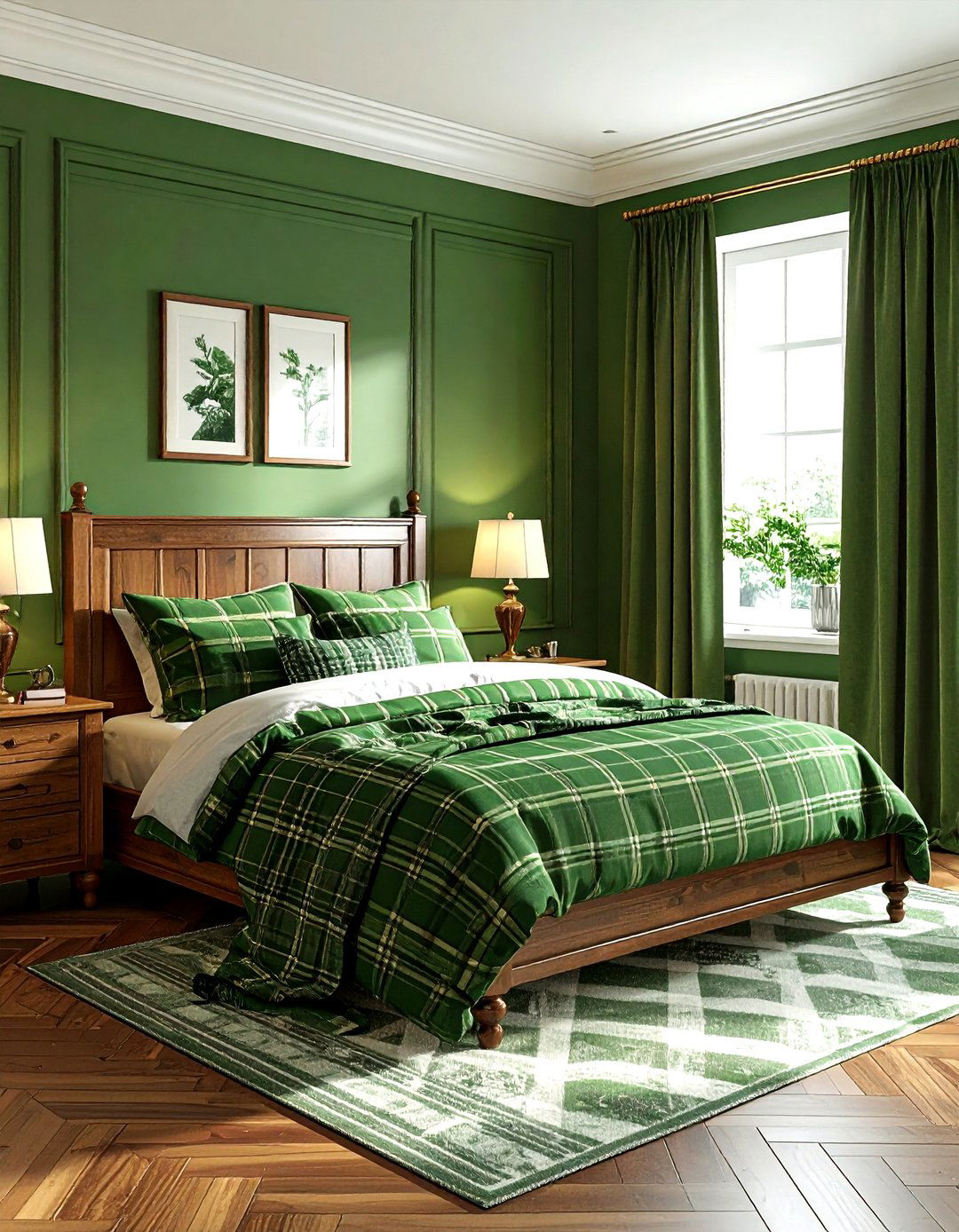 Green plaid bedroom - 30 traditional green bedroom ideas