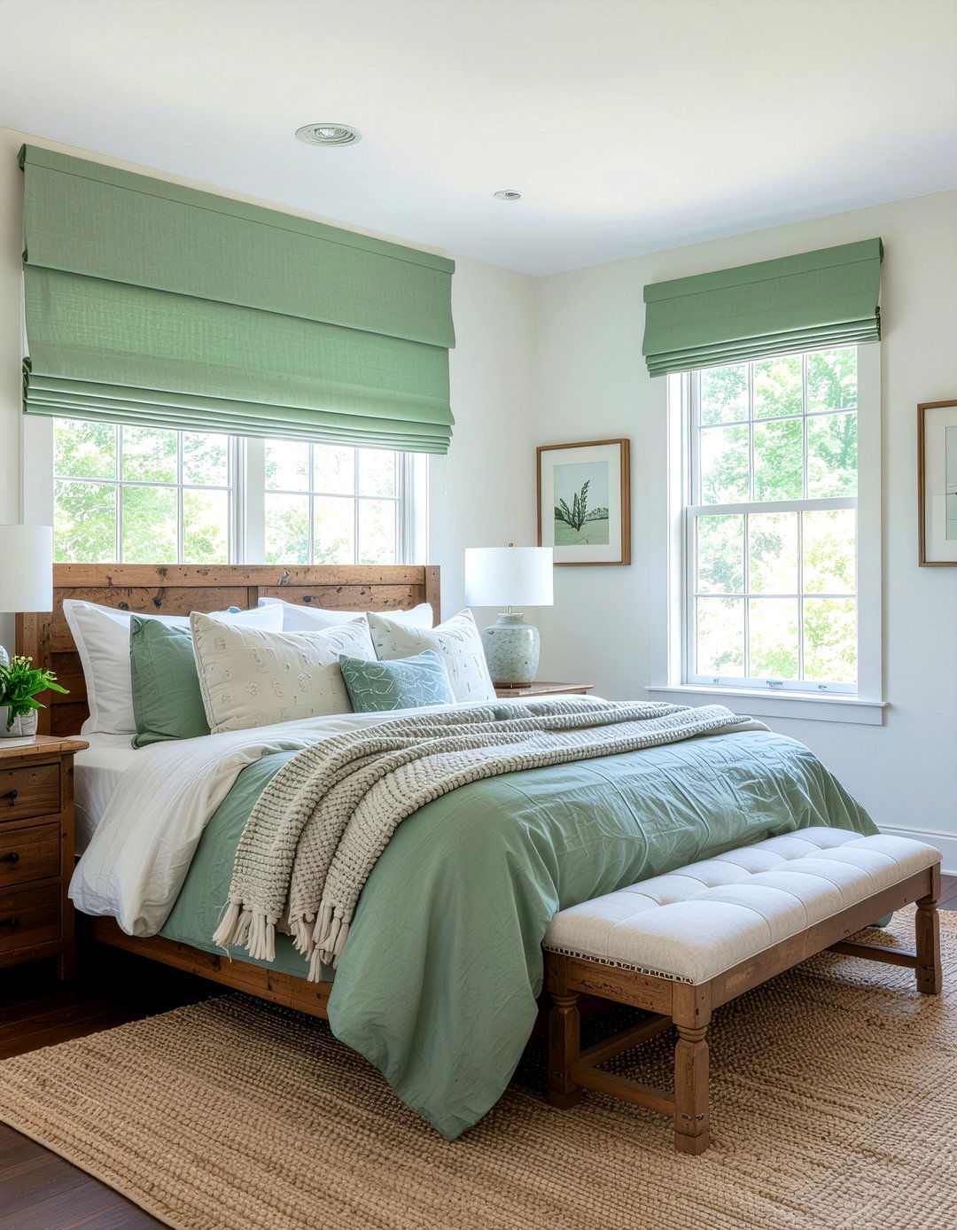 Green roman shades - 30 bedroom roman shades