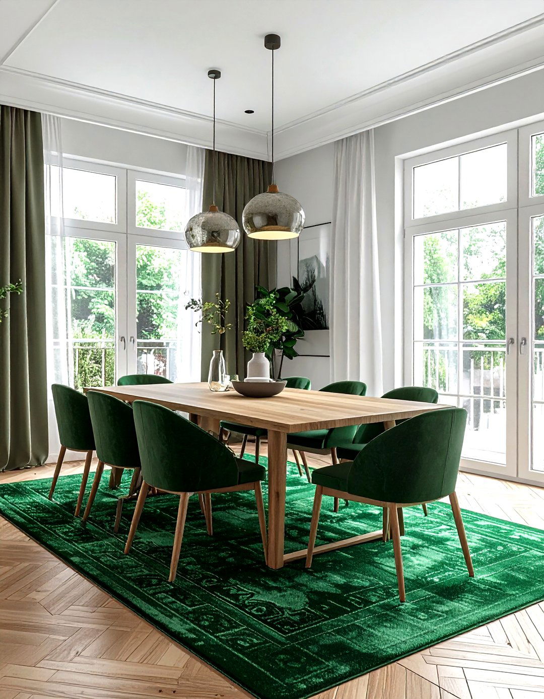 Green rug dining room - 30 green dining room decor ideas