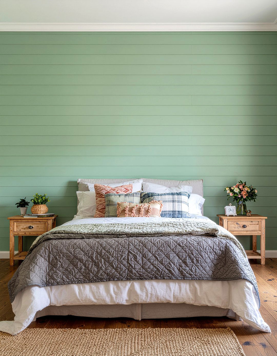 Green shiplap wall - 30 bedroom green walls
