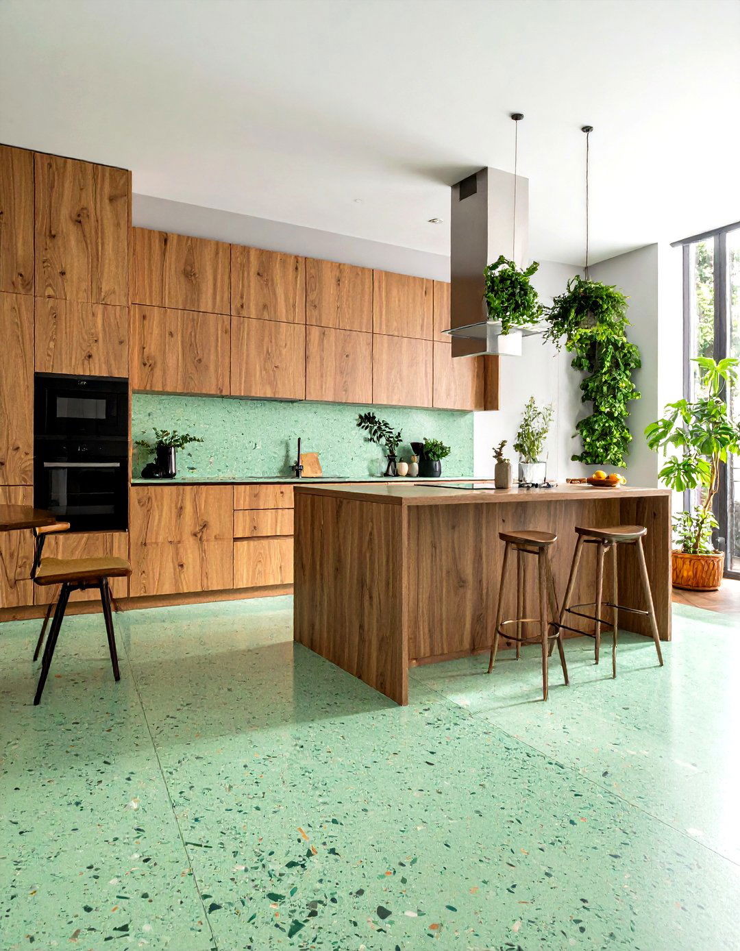 Green terrazzo kitchen floor - 30 terrazzo floor kitchen ideas