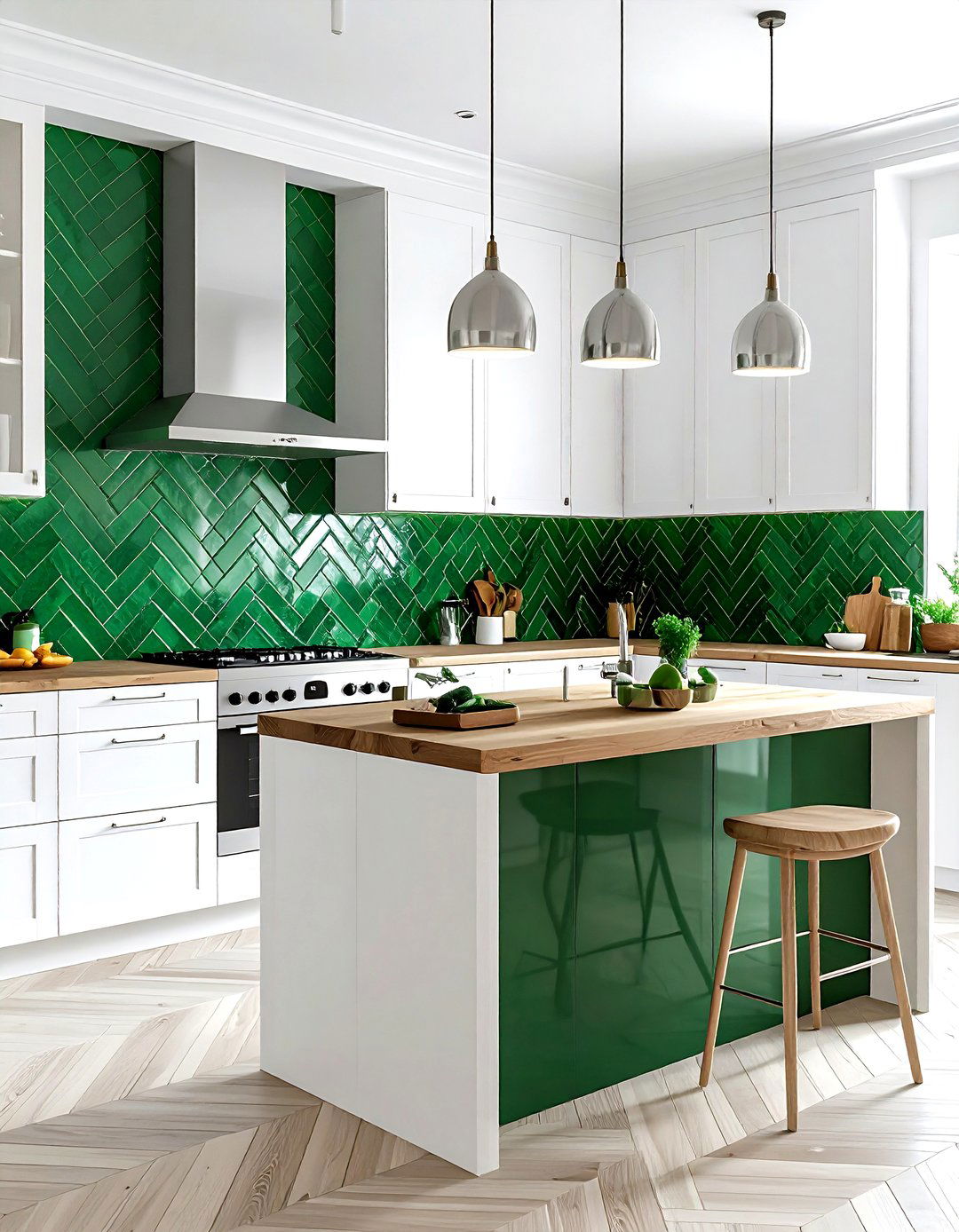 Green tile backsplash kitchen - 30 cool green kitchen ideas