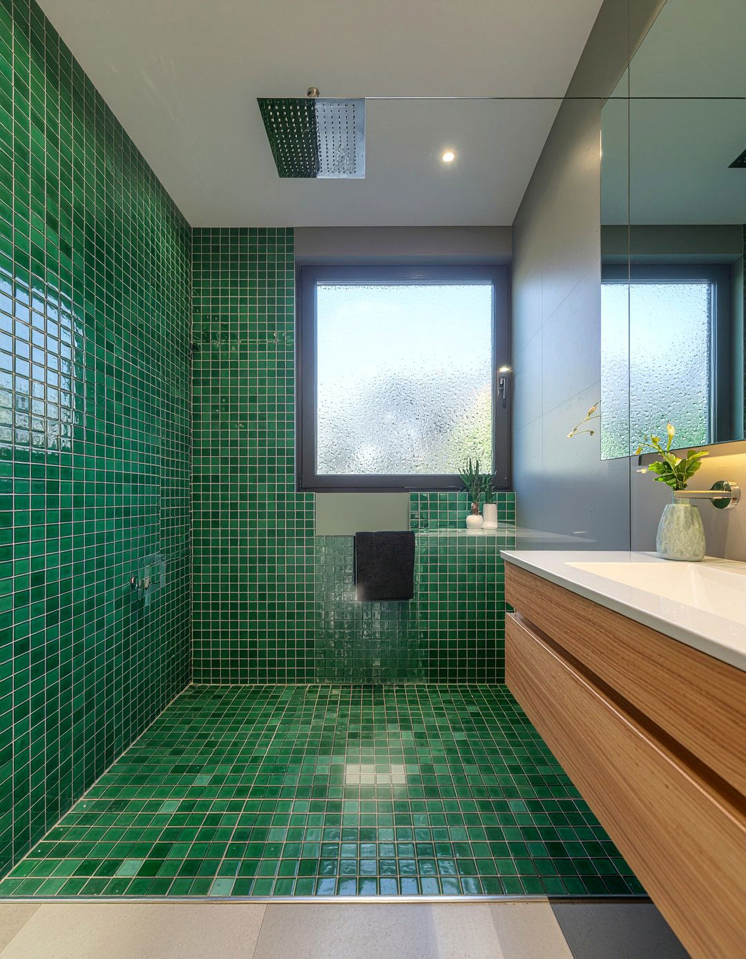 Green tile shower - 30 forest green bathroom ideas