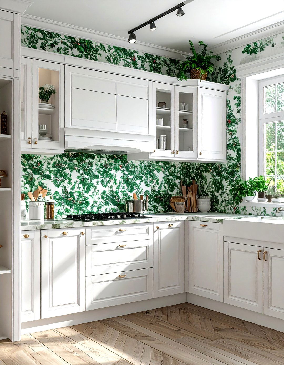 Green toile kitchen backsplash - 30 toile decor ideas