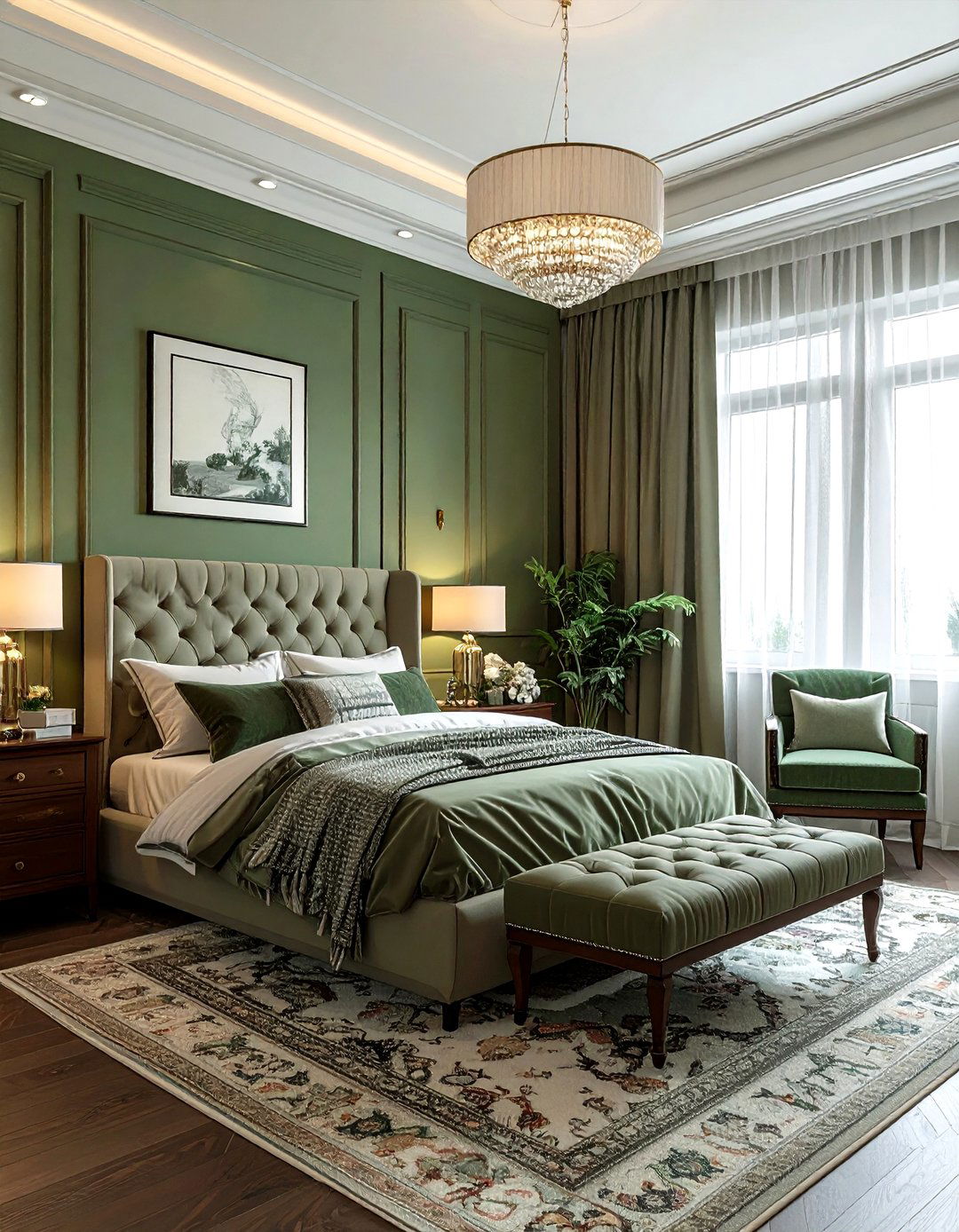 Green transitional bedroom - 30 traditional green bedroom ideas