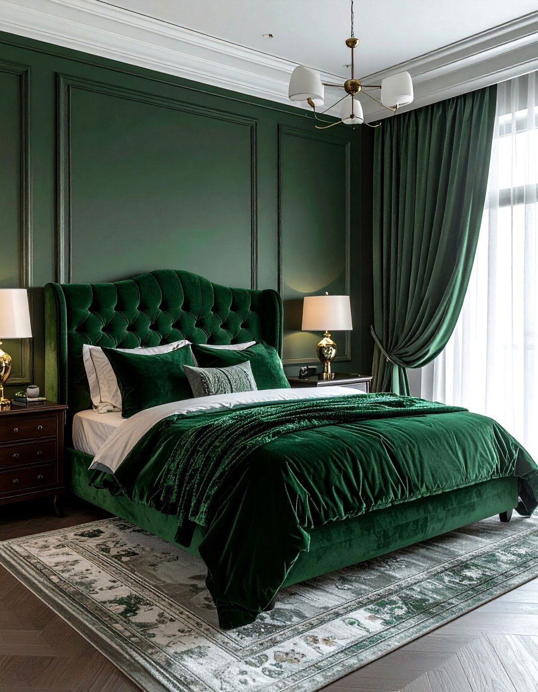 Green velvet bedroom - 30 traditional green bedroom ideas
