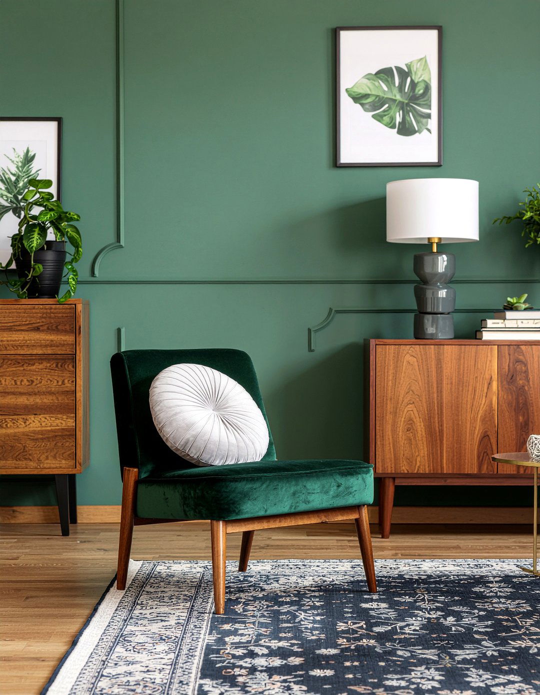 Green velvet chair - 30 bedroom reading chairs