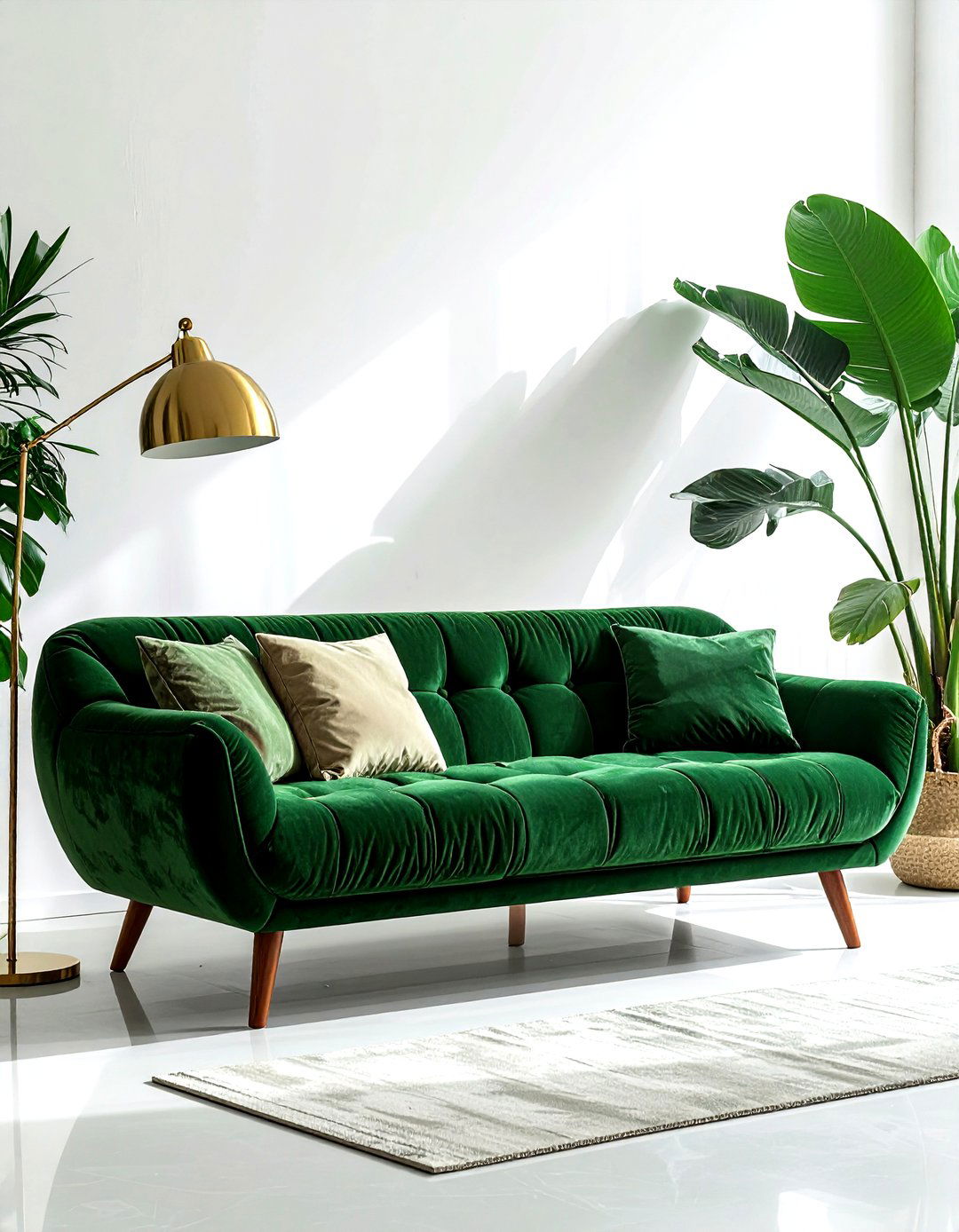 Green velvet futon - 30 living room futon ideas