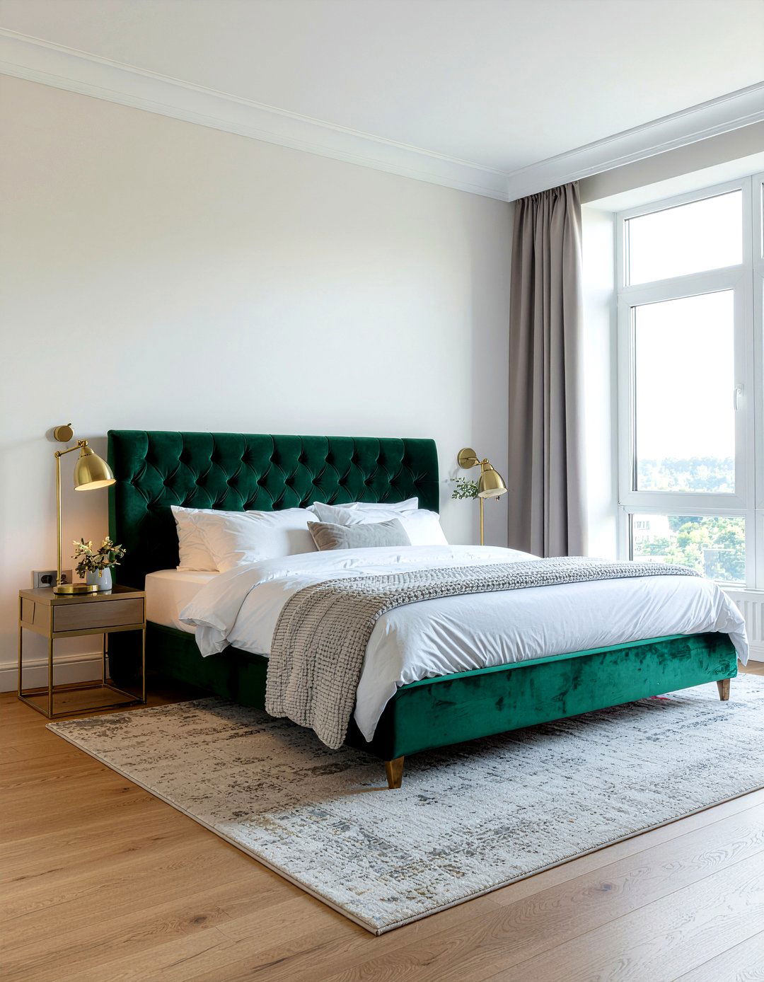 Green velvet headboard - 30 velvet bedroom ideas
