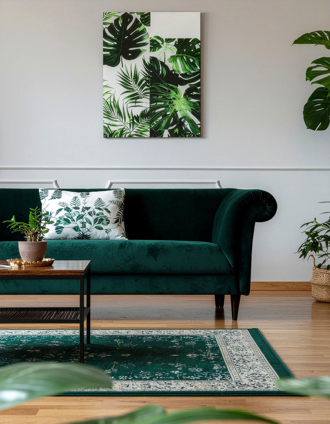 Green velvet rolled arm sofa - 30 living room rolled arm sofa ideas