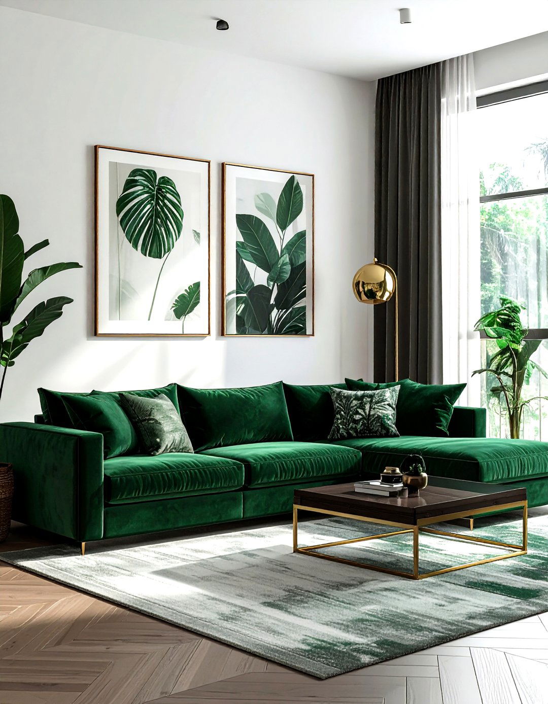 Green velvet sectional - 30 modular sofa living room ideas