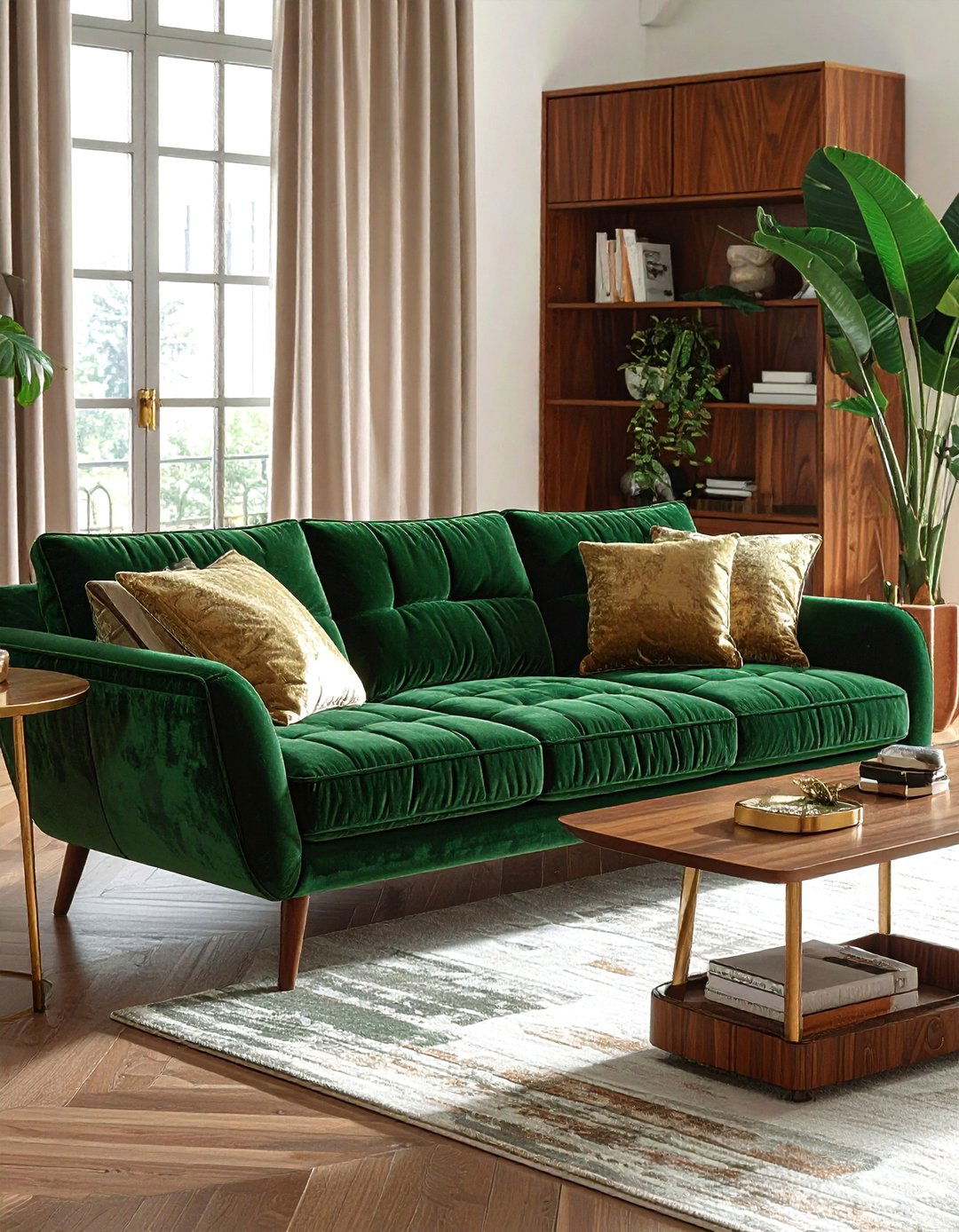 Green velvet sleeper sofa - 30 living room sofa bed ideas