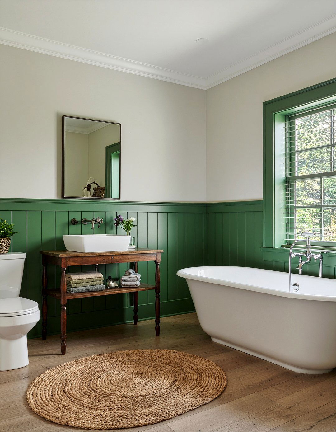 Green wainscoting bathroom - 30 forest green bathroom ideas
