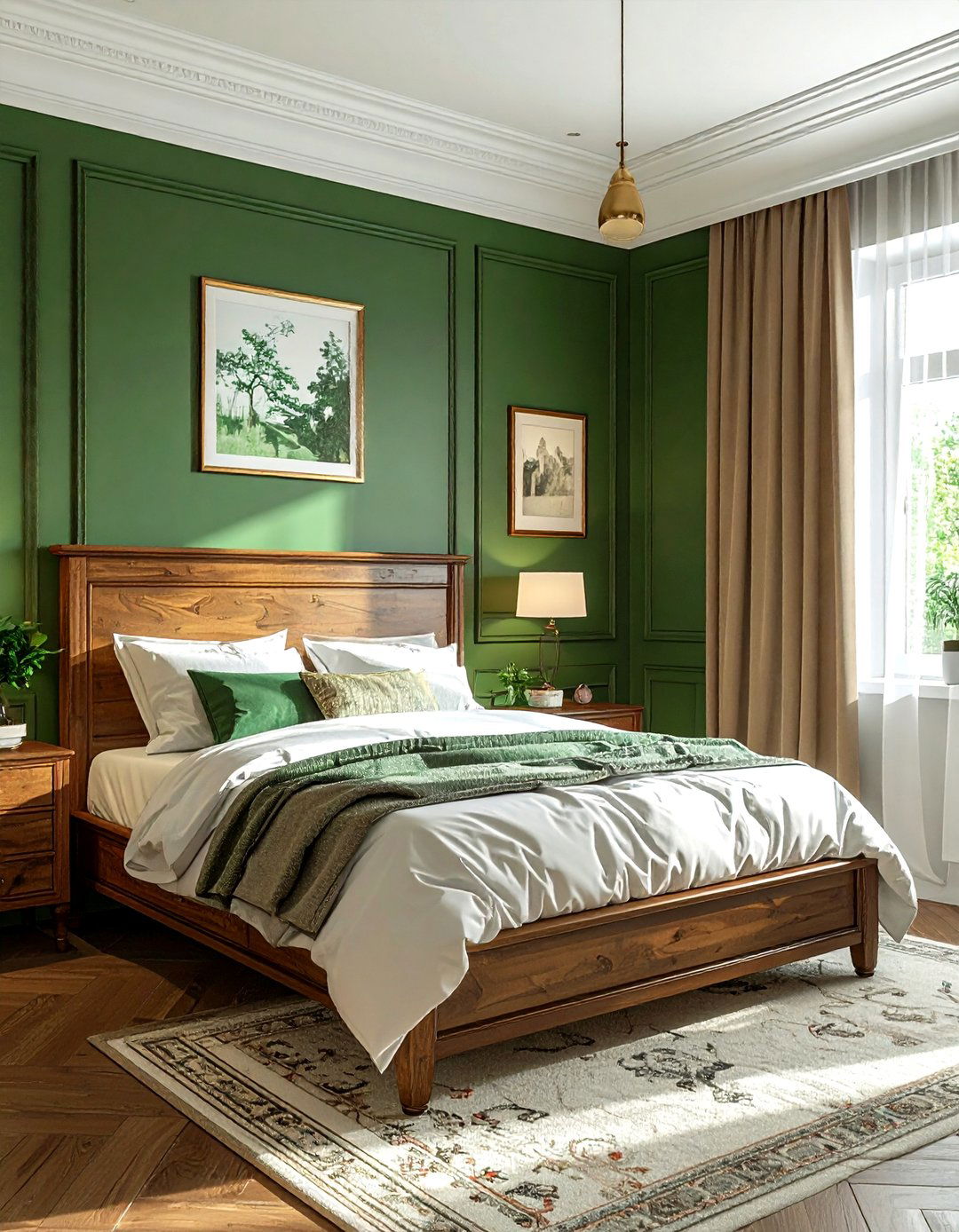 Green wainscoting bedroom - 30 traditional green bedroom ideas