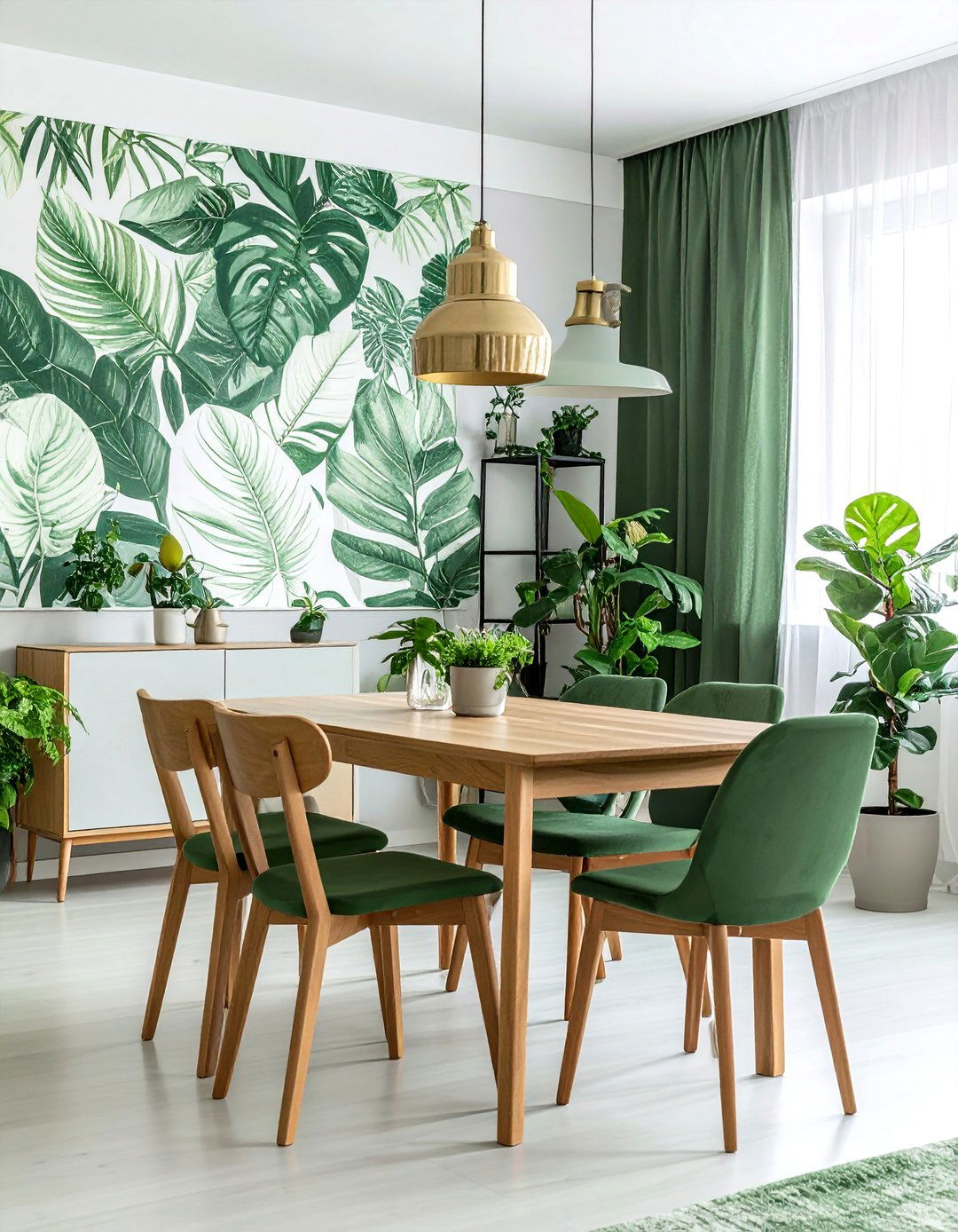 Green wallpaper dining room - 30 colorful dining room ideas