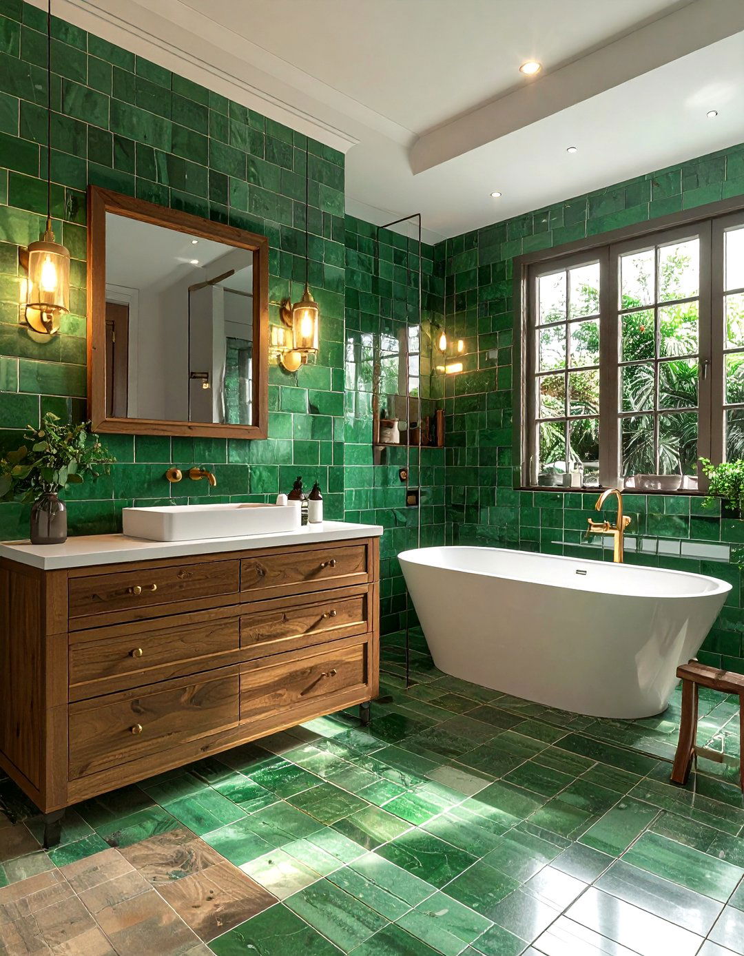 Green zellige subway tile bathroom - 30 subway tile bathroom ideas