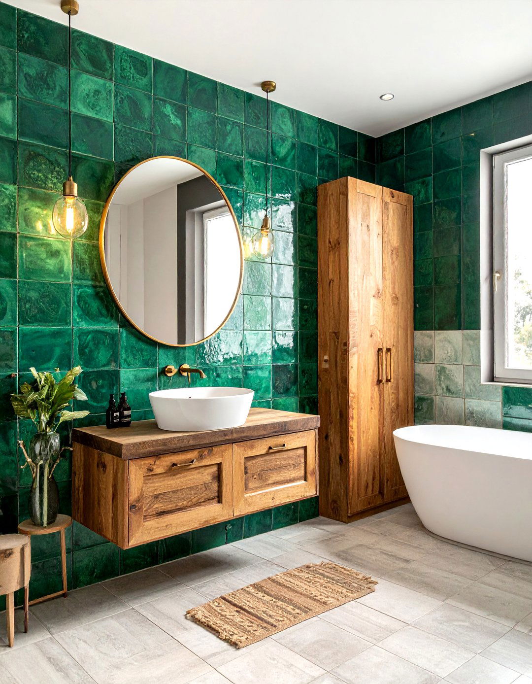 Green zellige tile bathroom - 30 ceramic tile bathroom ideas
