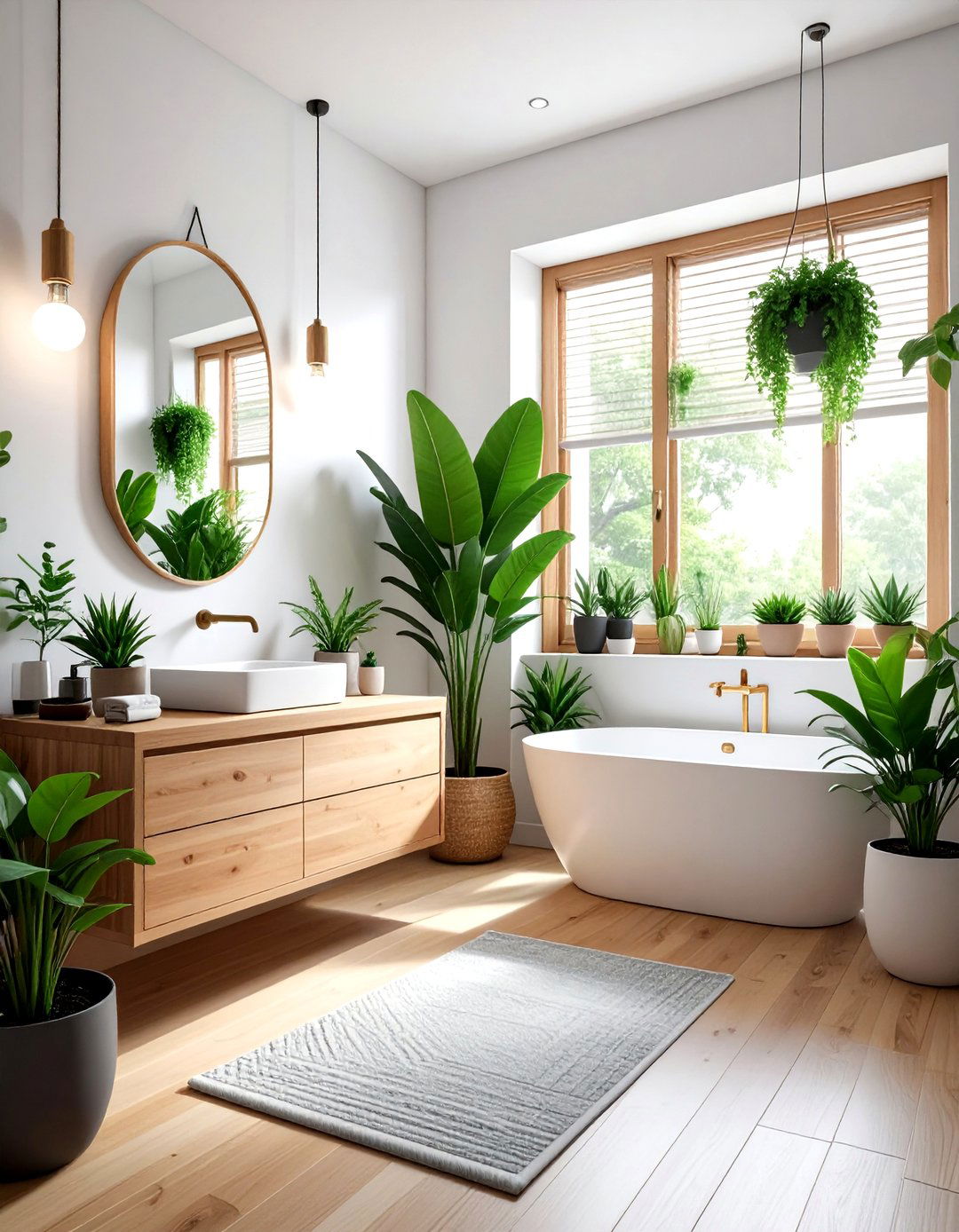 Greenery and Teak Bathroom - 30 teak bathroom ideas