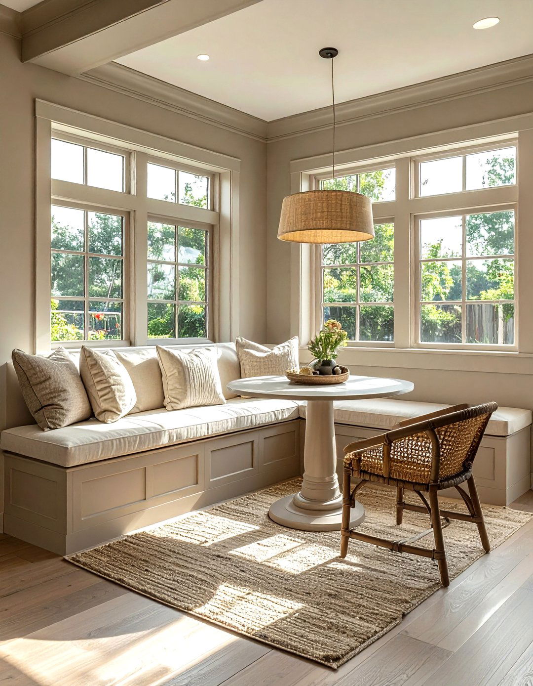 Greige Breakfast Nook - 30 greige decor ideas