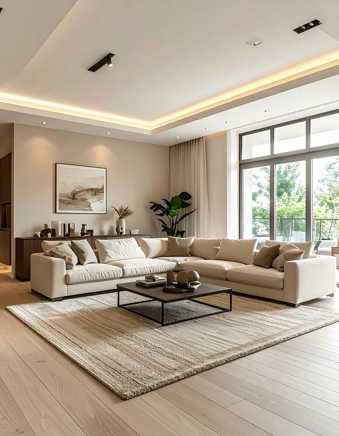 Greige Ceiling - 30 living room ceiling color ideas