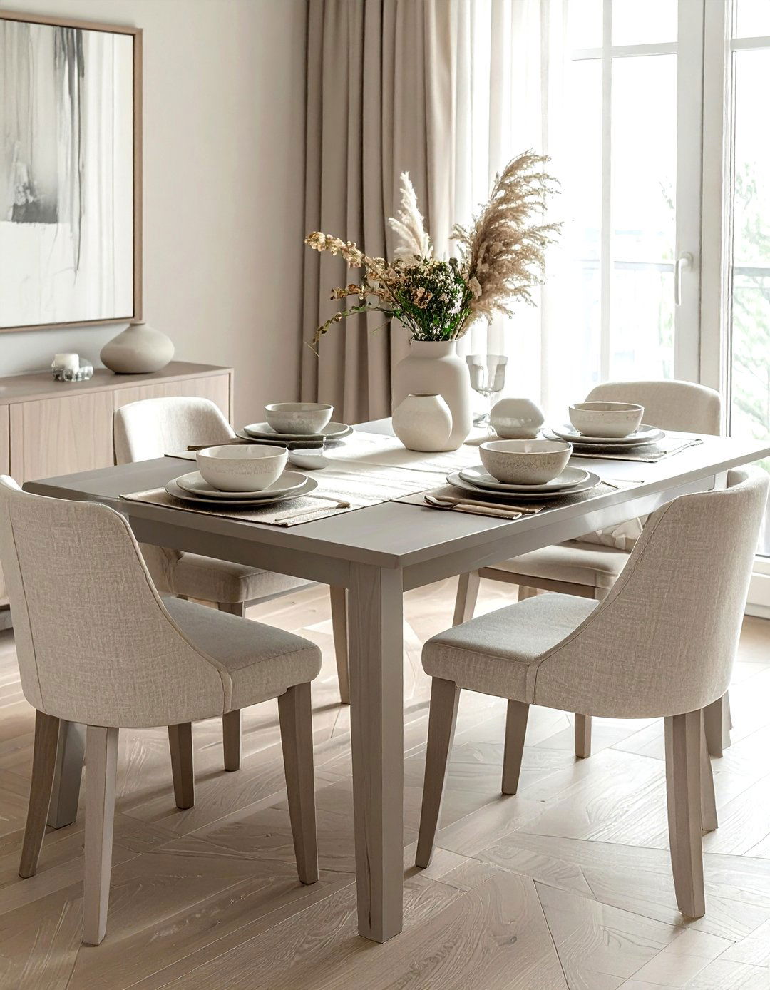 Greige Dining Table - 30 gray dining room furniture ideas