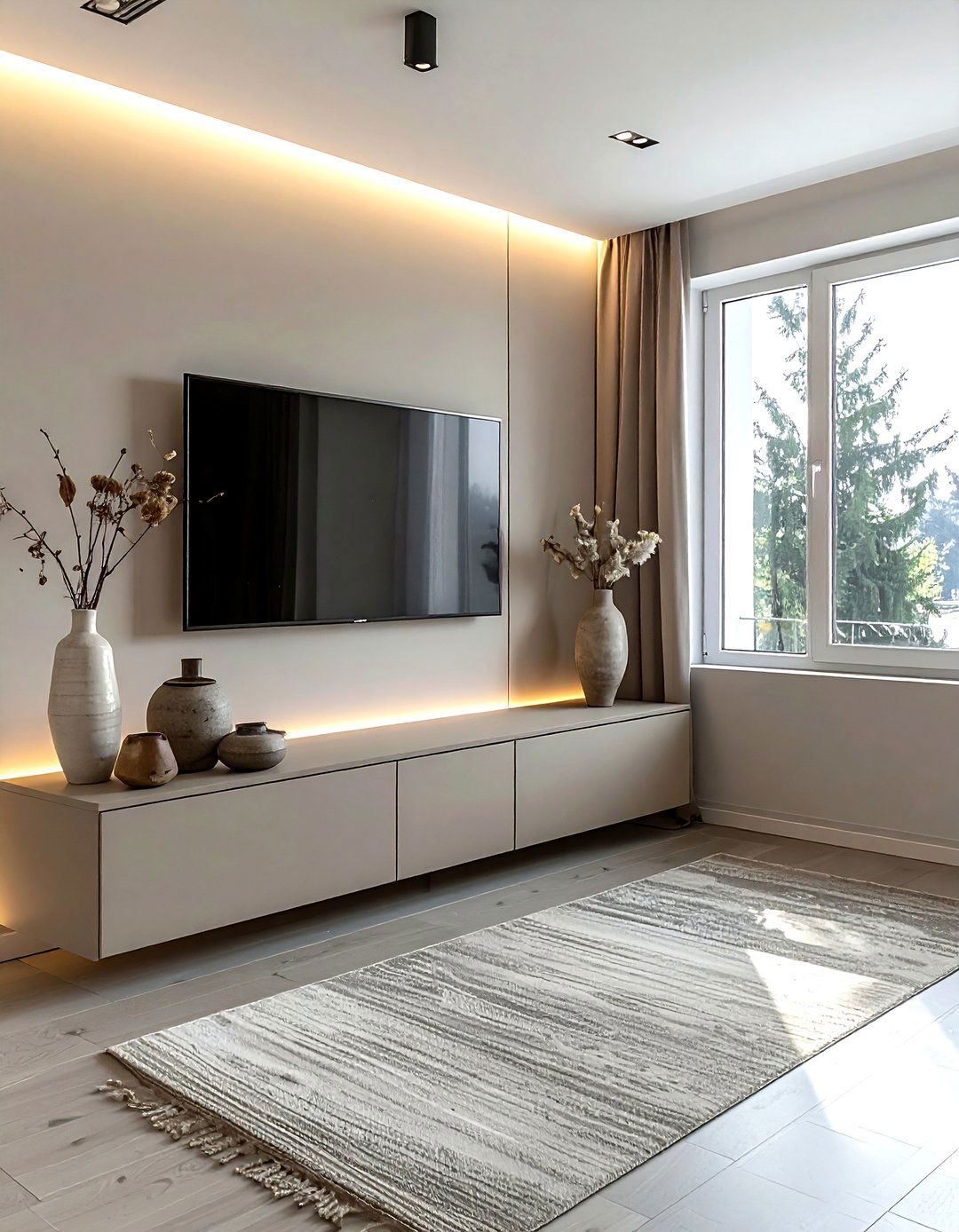 Greige Media Console - 30 greige decor ideas