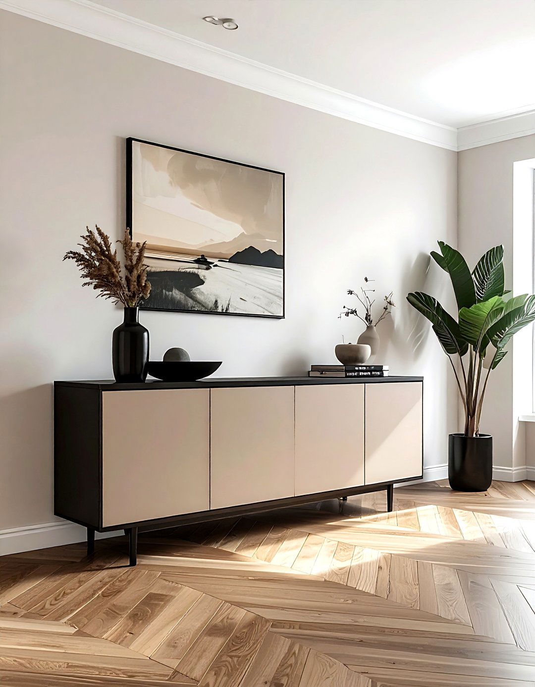 Greige Sideboard - 30 painted dining room furniture ideas