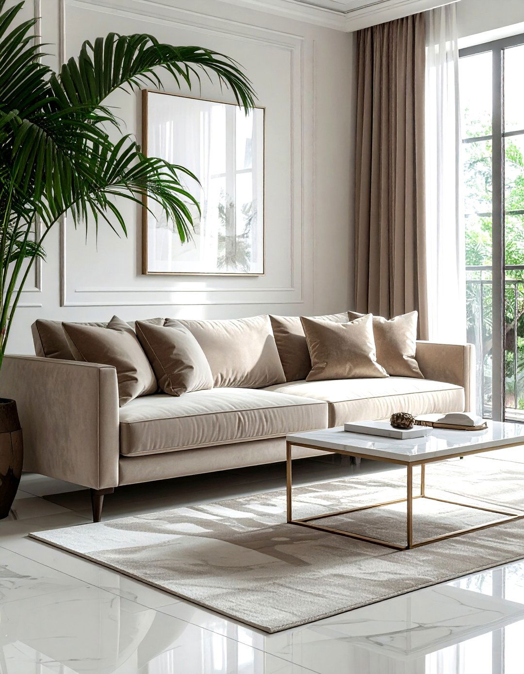 Greige Velvet Sofa - 30 greige decor ideas