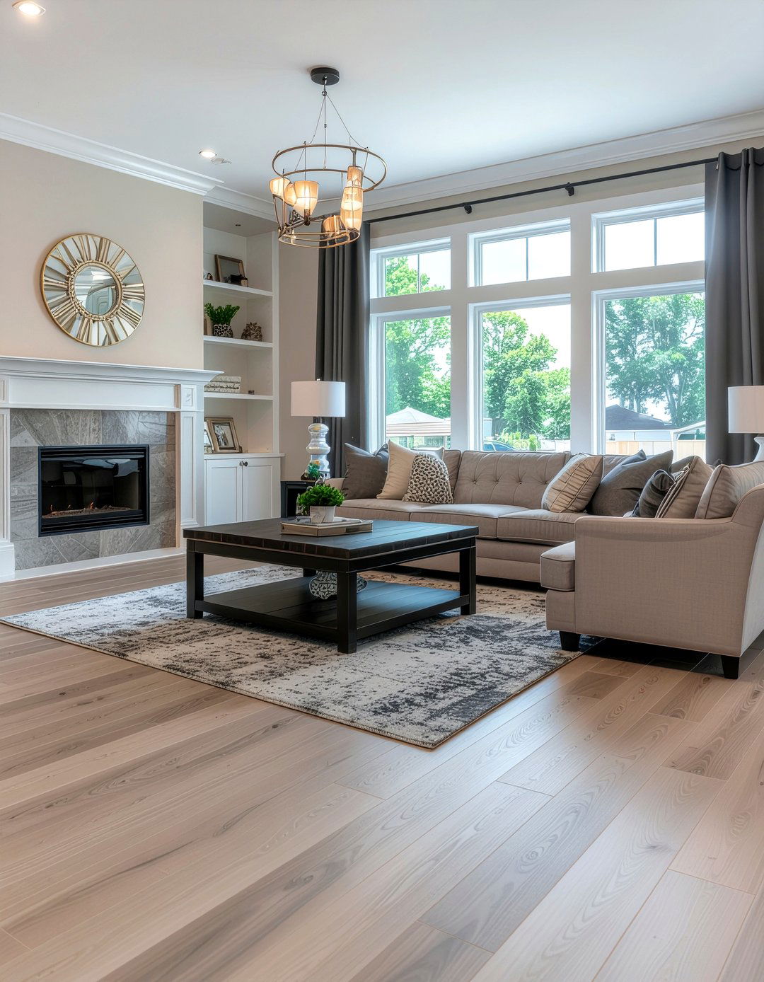 Greige Vinyl Plank - 30 living room vinyl flooring ideas