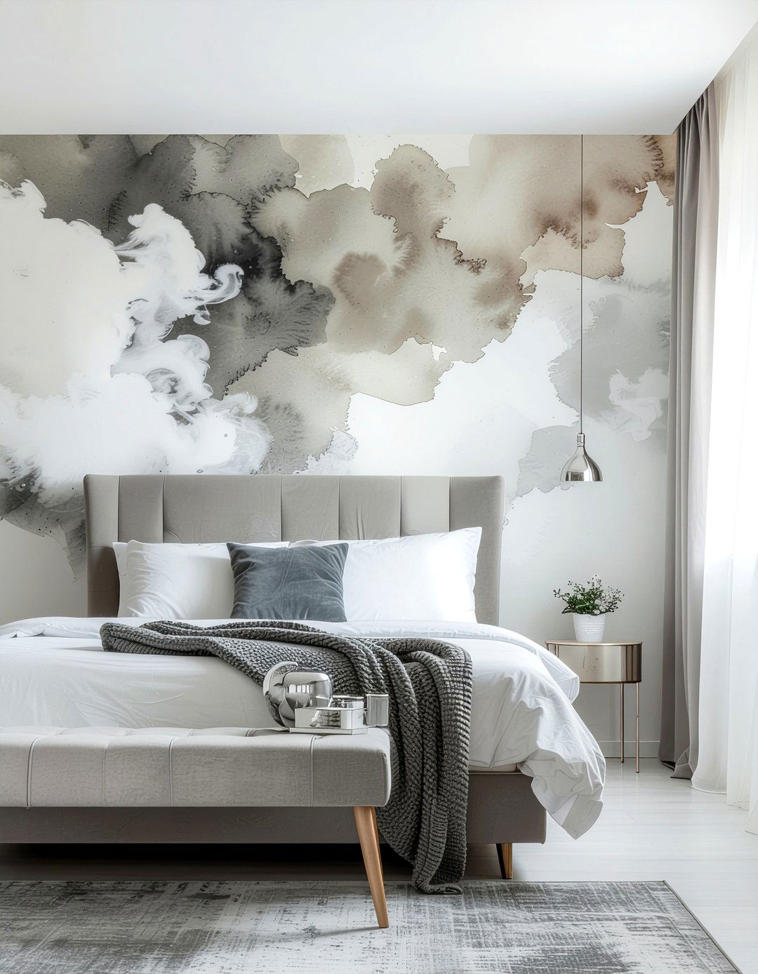 Greige Watercolor Wallpaper - 30 bedroom neutral wallpapers