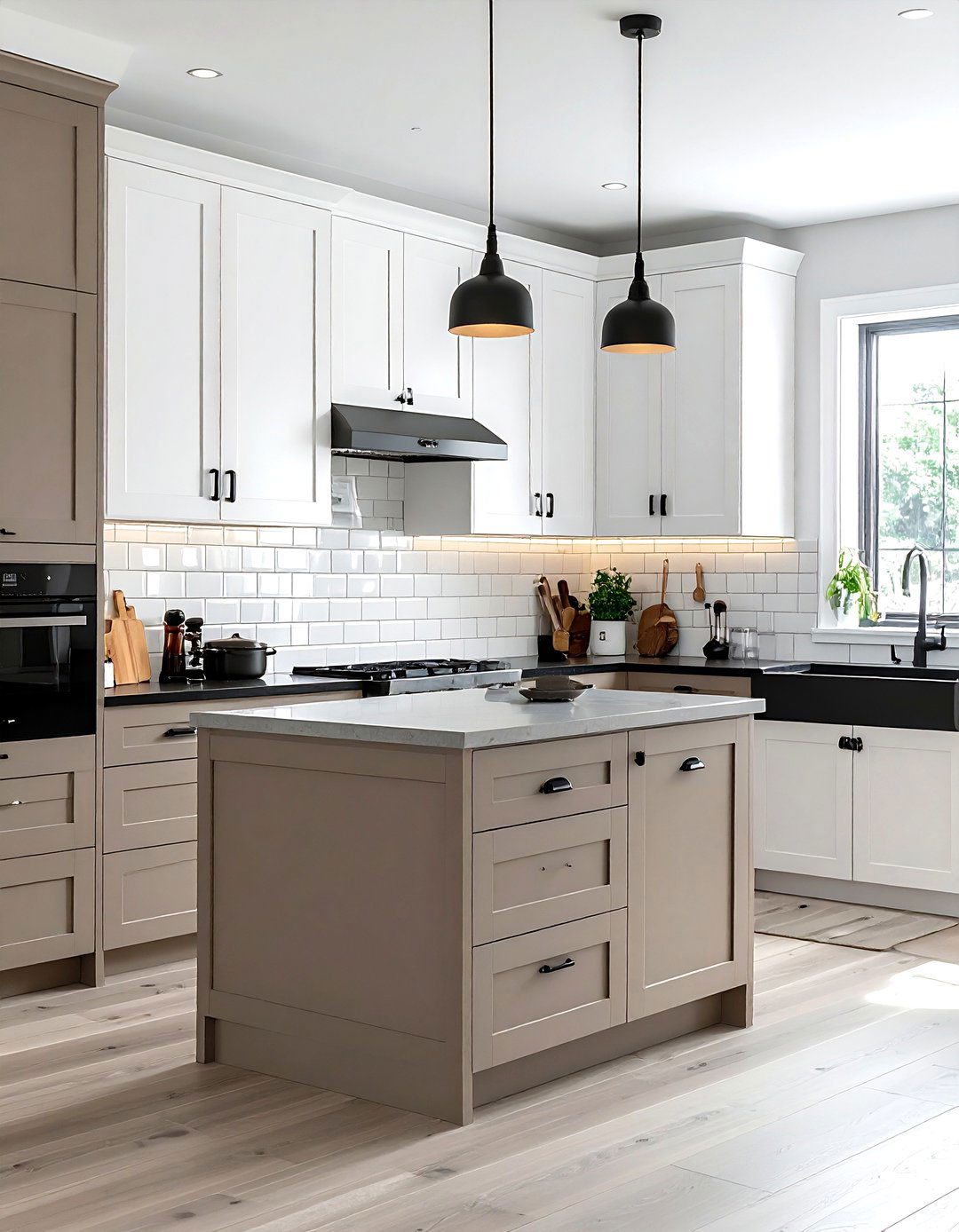 Greige and white kitchen cabinets - 30 two-tone kitchen cabinet ideas