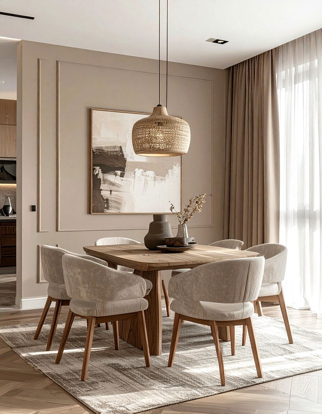 Greige dining room - 30 monochromatic dining room ideas