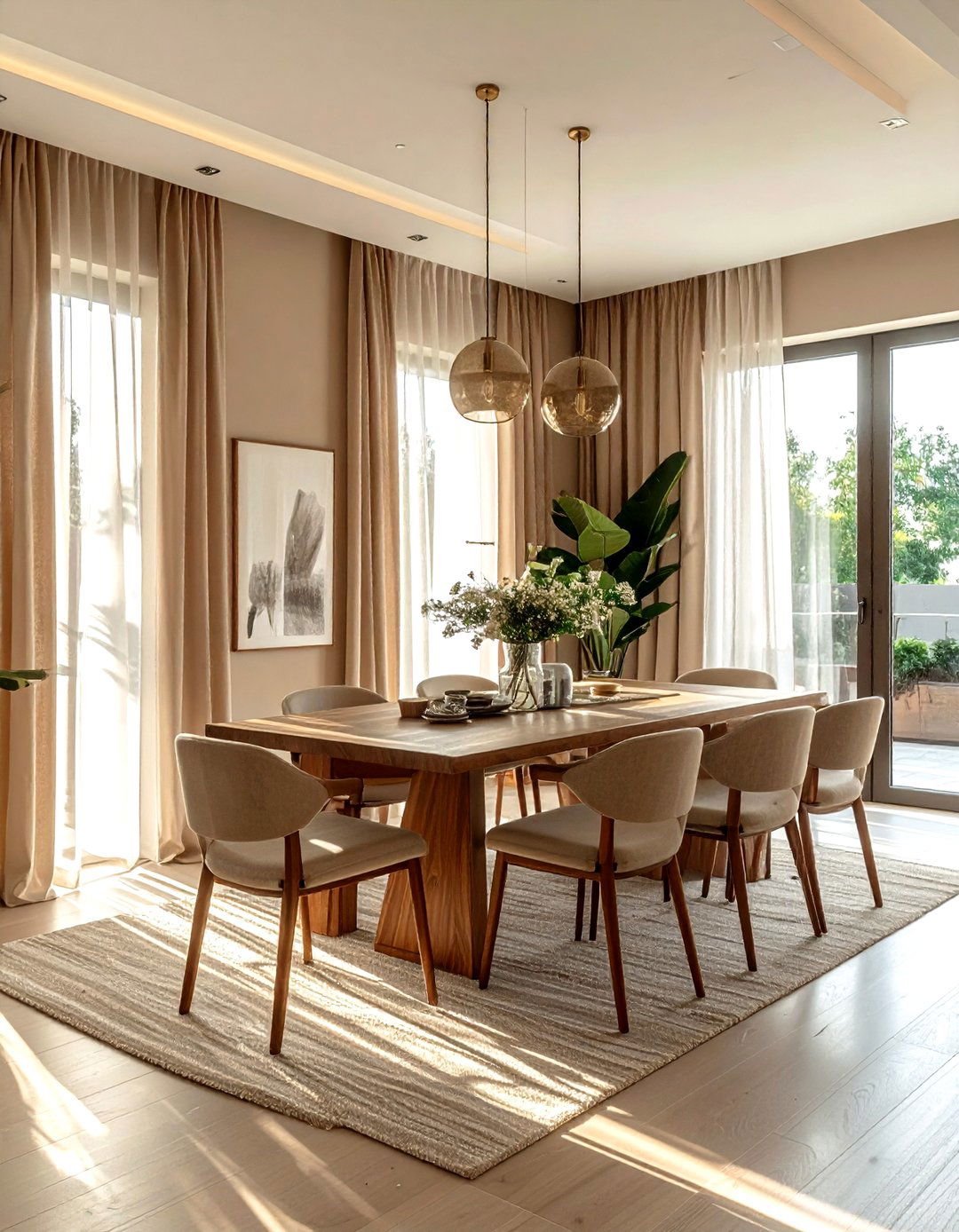 Greige dining room with natural light - 30 greige dining room ideas