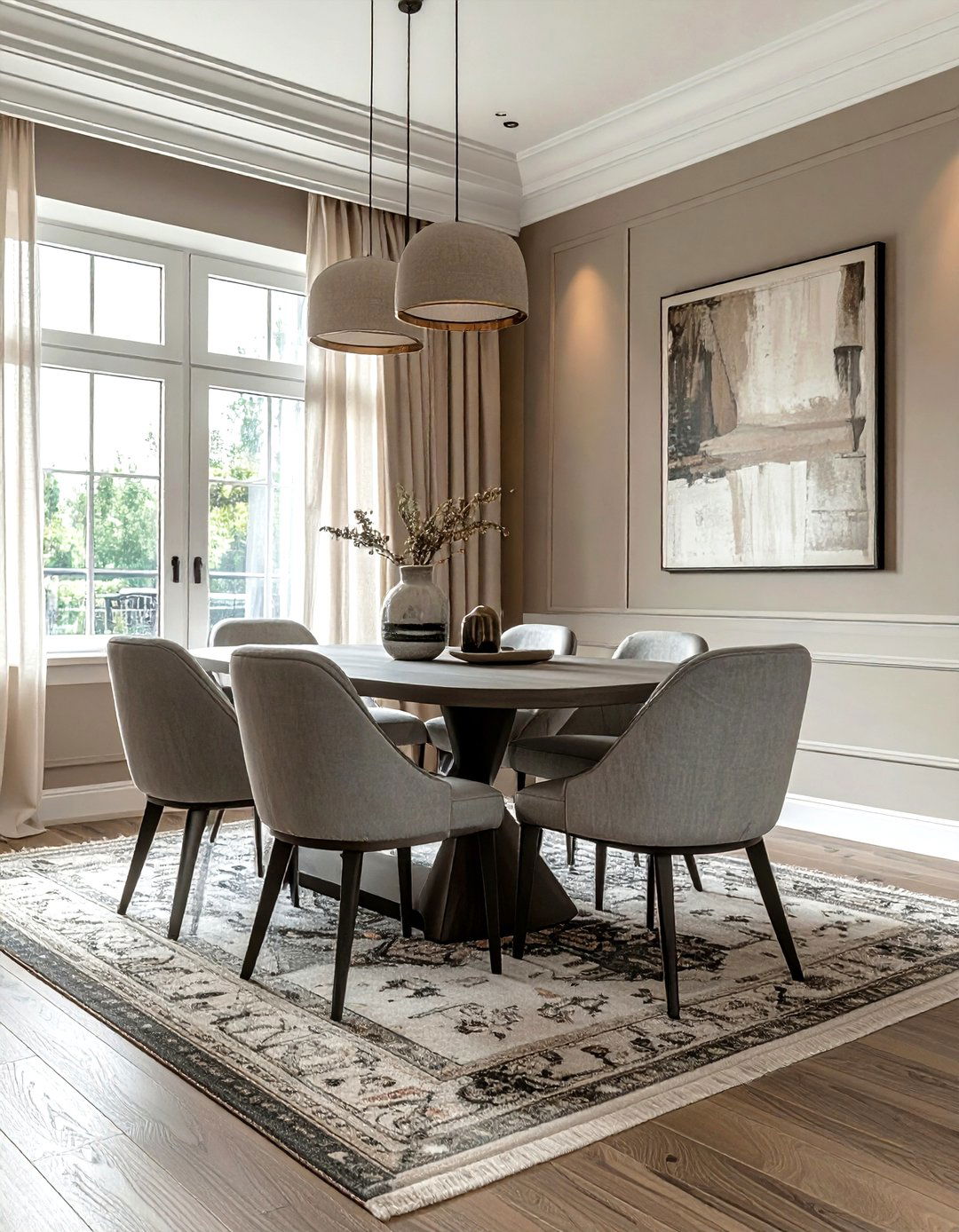 Greige dining room - 30 dining room accent color ideas