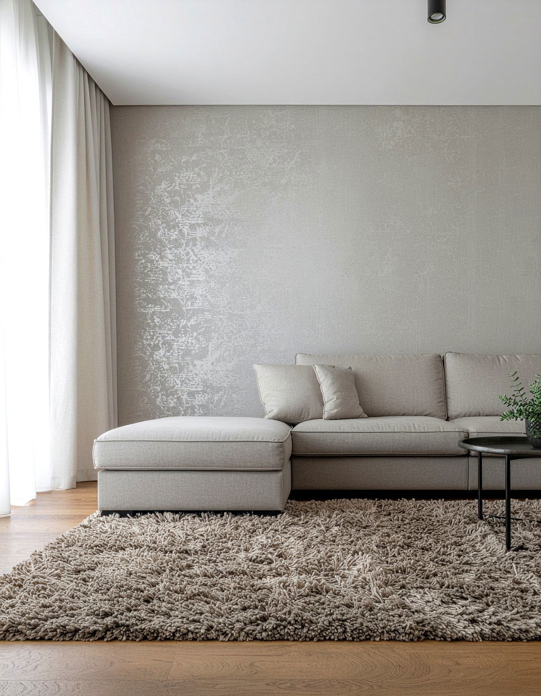 Greige linen wallpaper - 30 living room neutral wallpapers