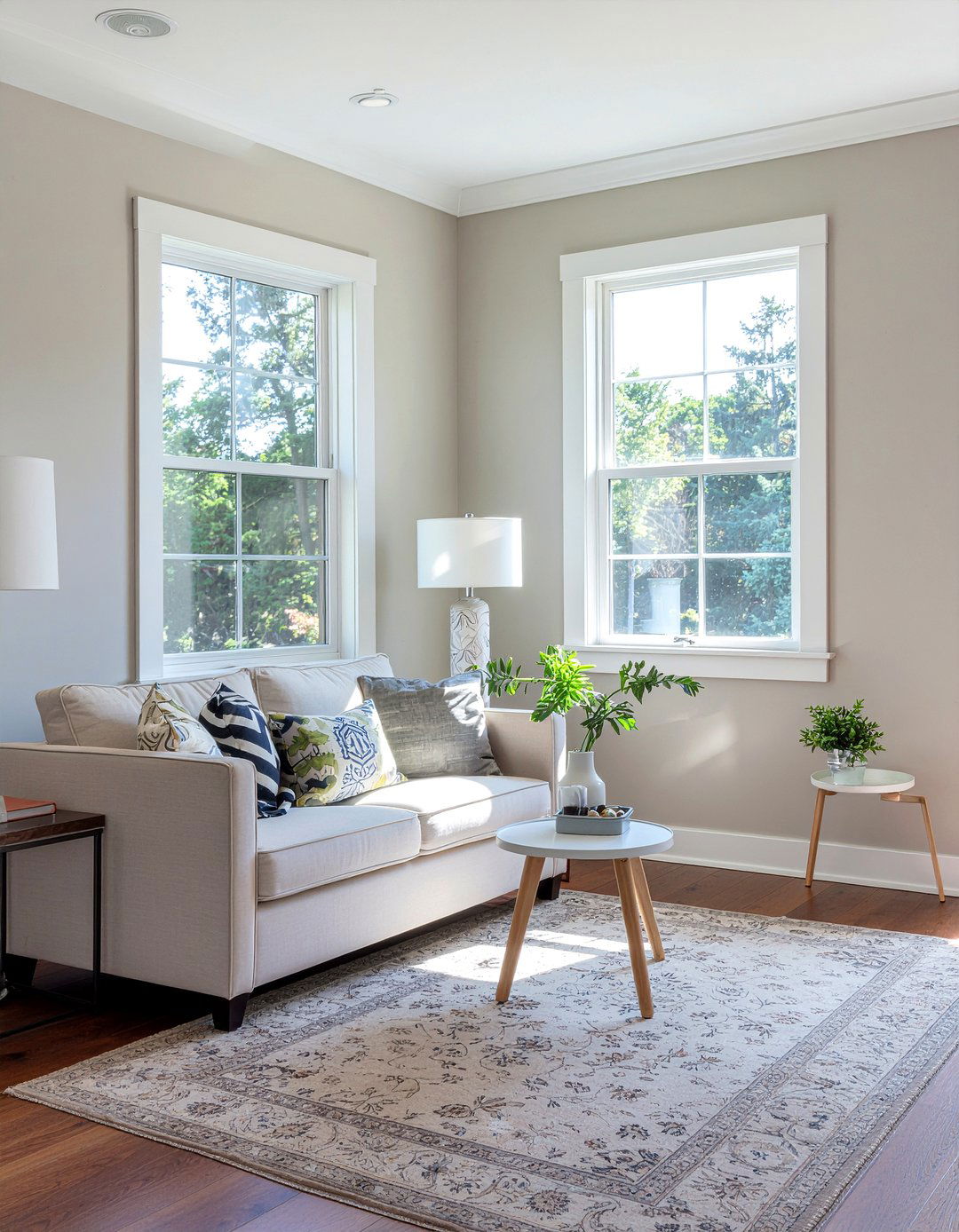 Greige living room with white trim - 30 greige living room ideas