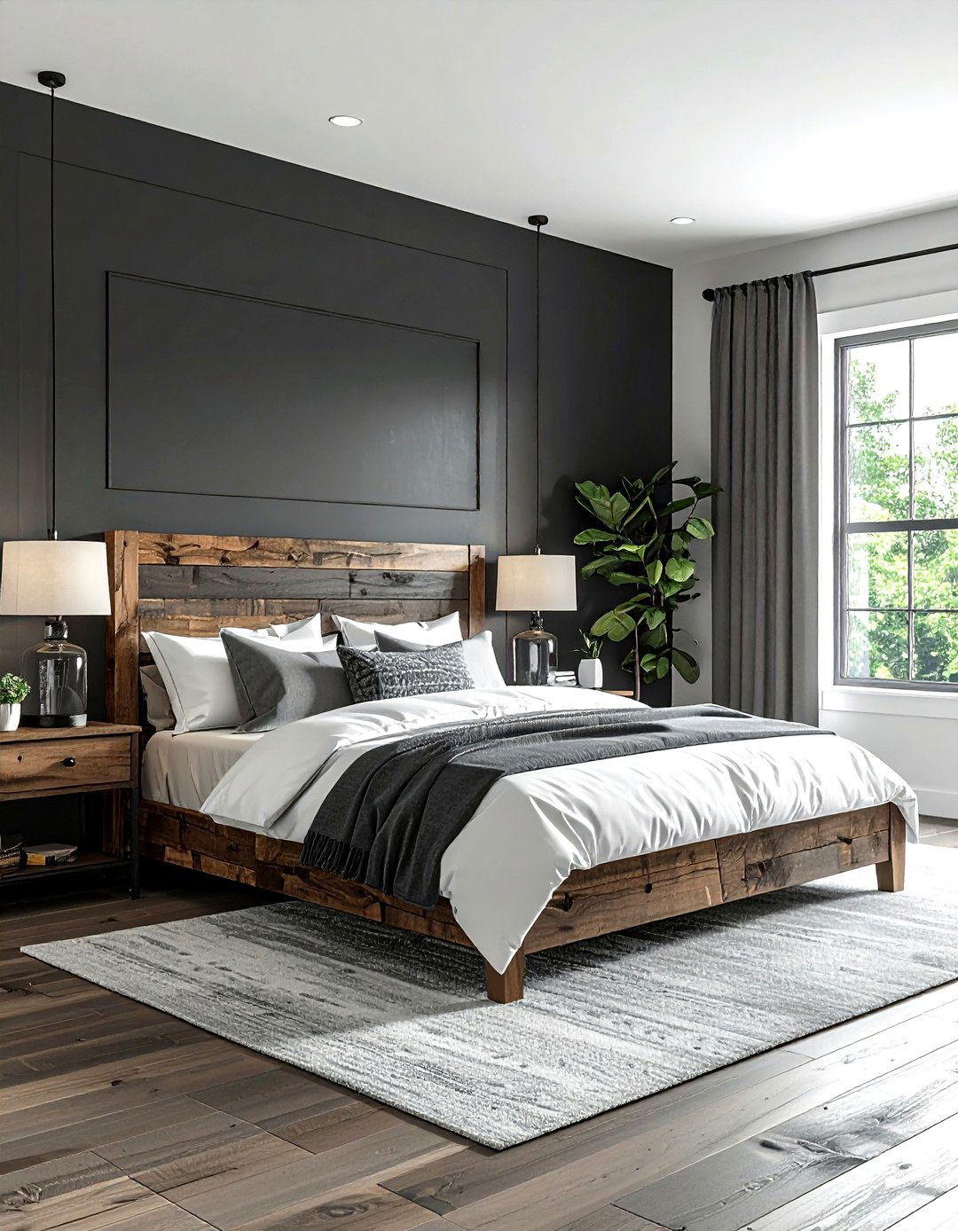 Grey Accent Wall Farmhouse Bedroom - 30 farmhouse grey bedroom ideas