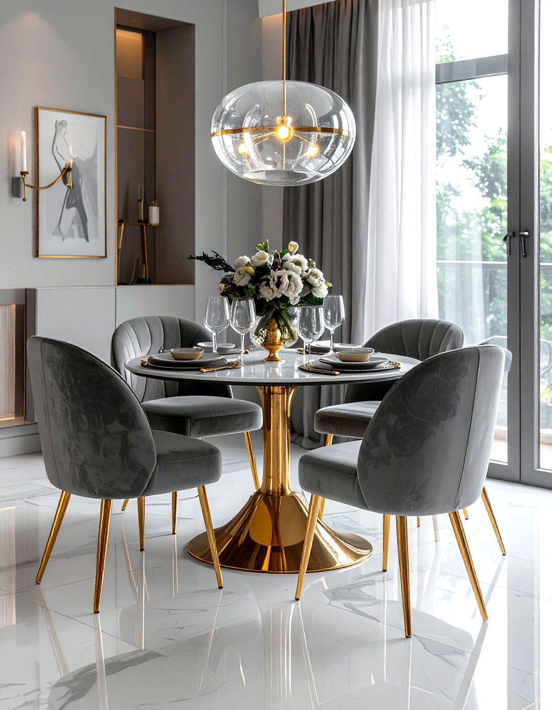 Grey And Gold Dining Room - 30 grey dining room decor ideas