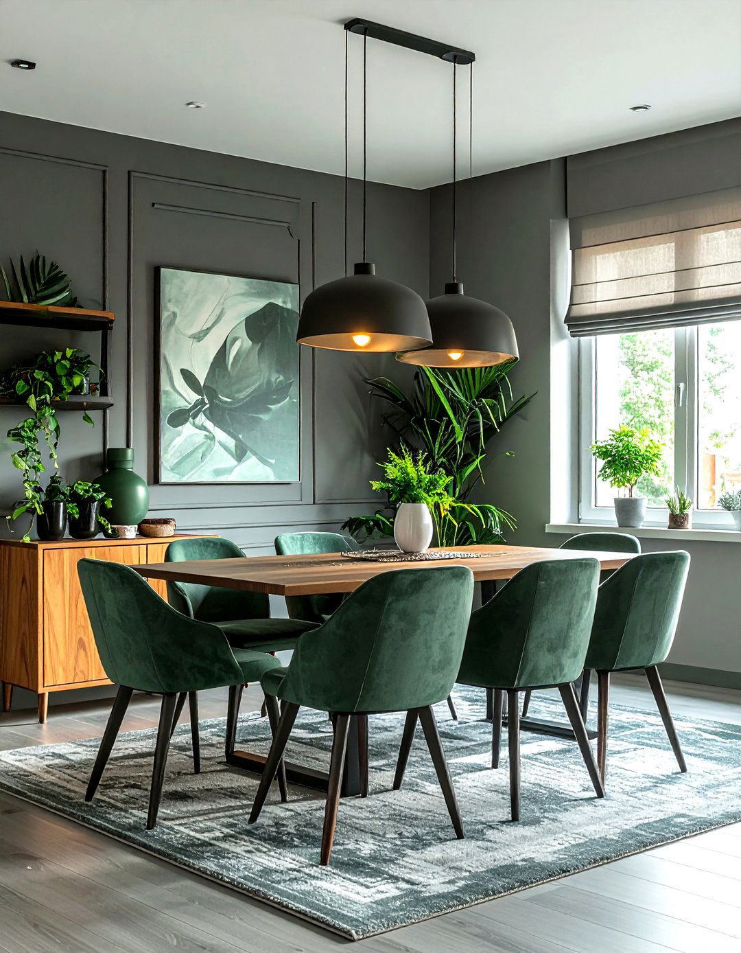 Grey And Green Dining Room - 30 grey dining room decor ideas