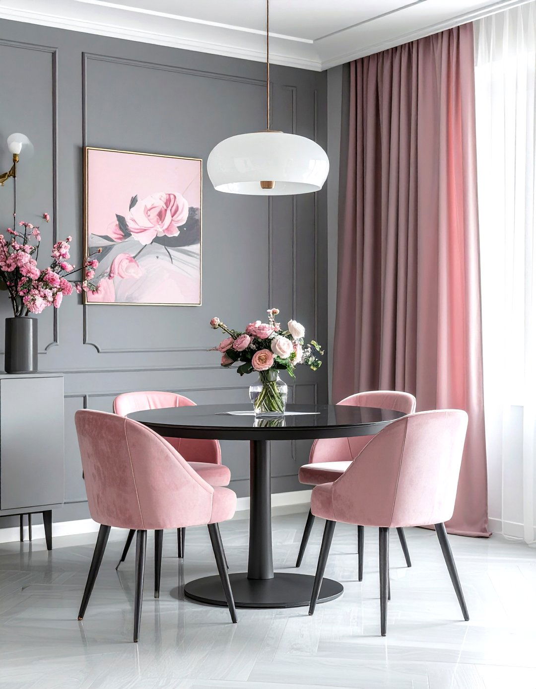 Grey And Pink Dining Room - 30 grey dining room decor ideas