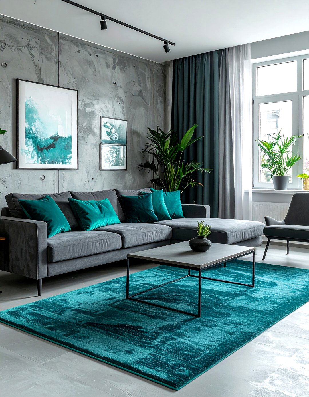 Grey And Teal Industrial Living Room - 30 industrial teal living room ideas