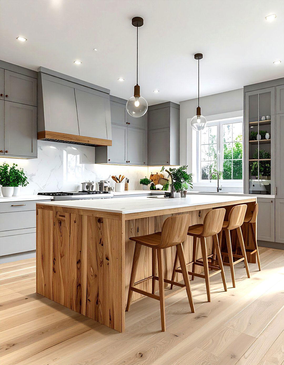 Grey And White Kitchen With Wood Accents - 30 grey and white kitchen ideas