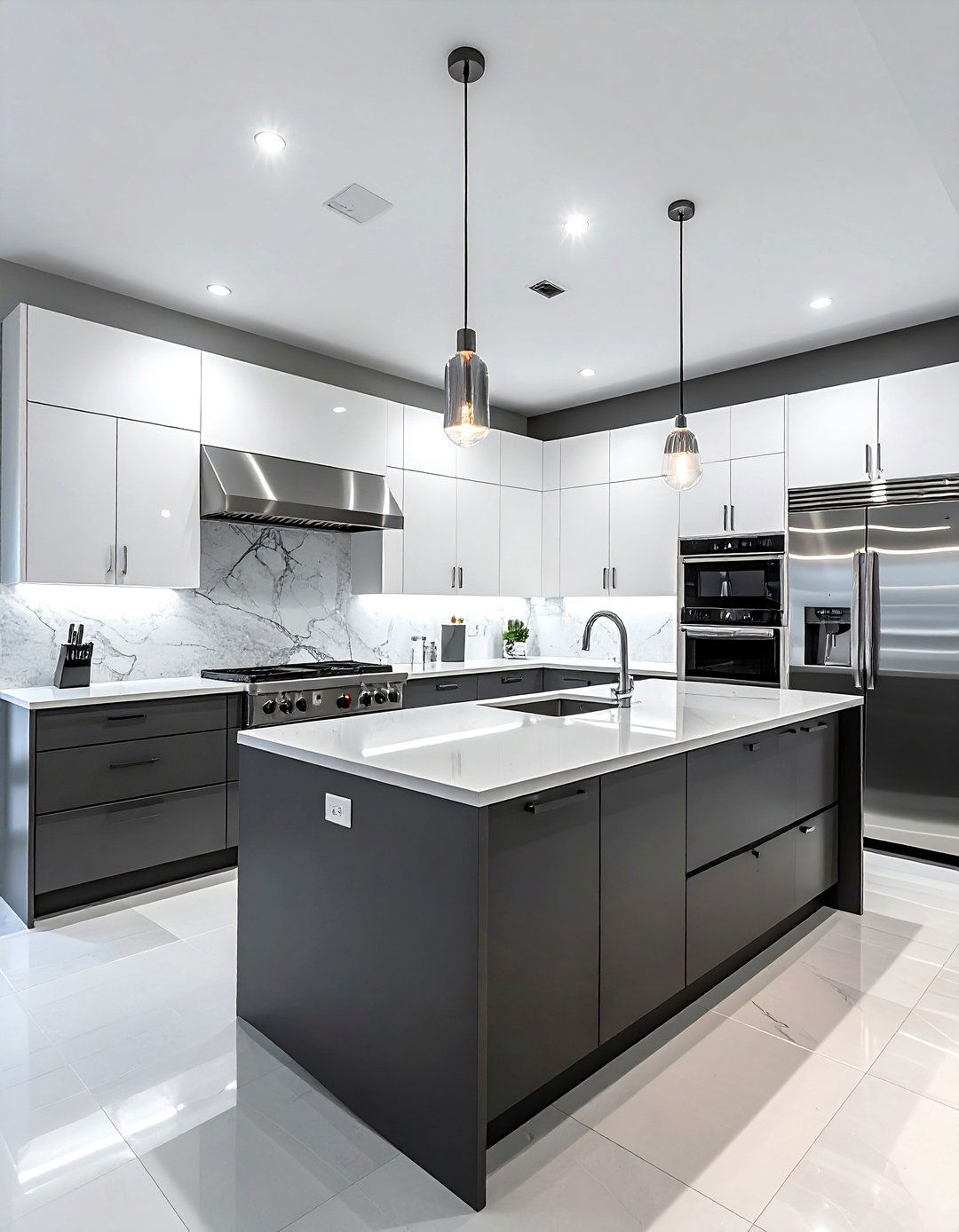Grey And White Modern Kitchen - 30 two-tone kitchen ideas