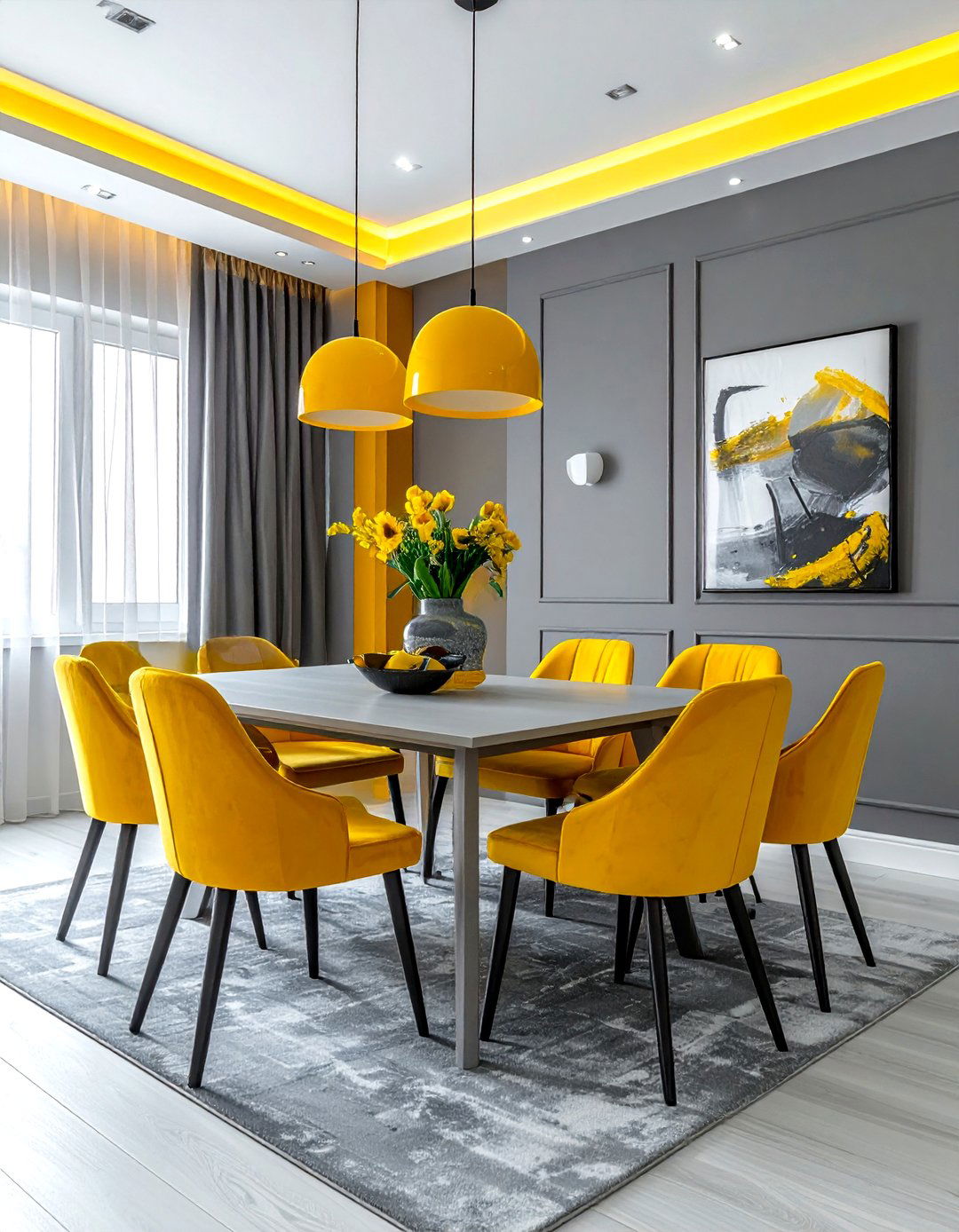 Grey And Yellow Dining Room - 30 grey dining room decor ideas