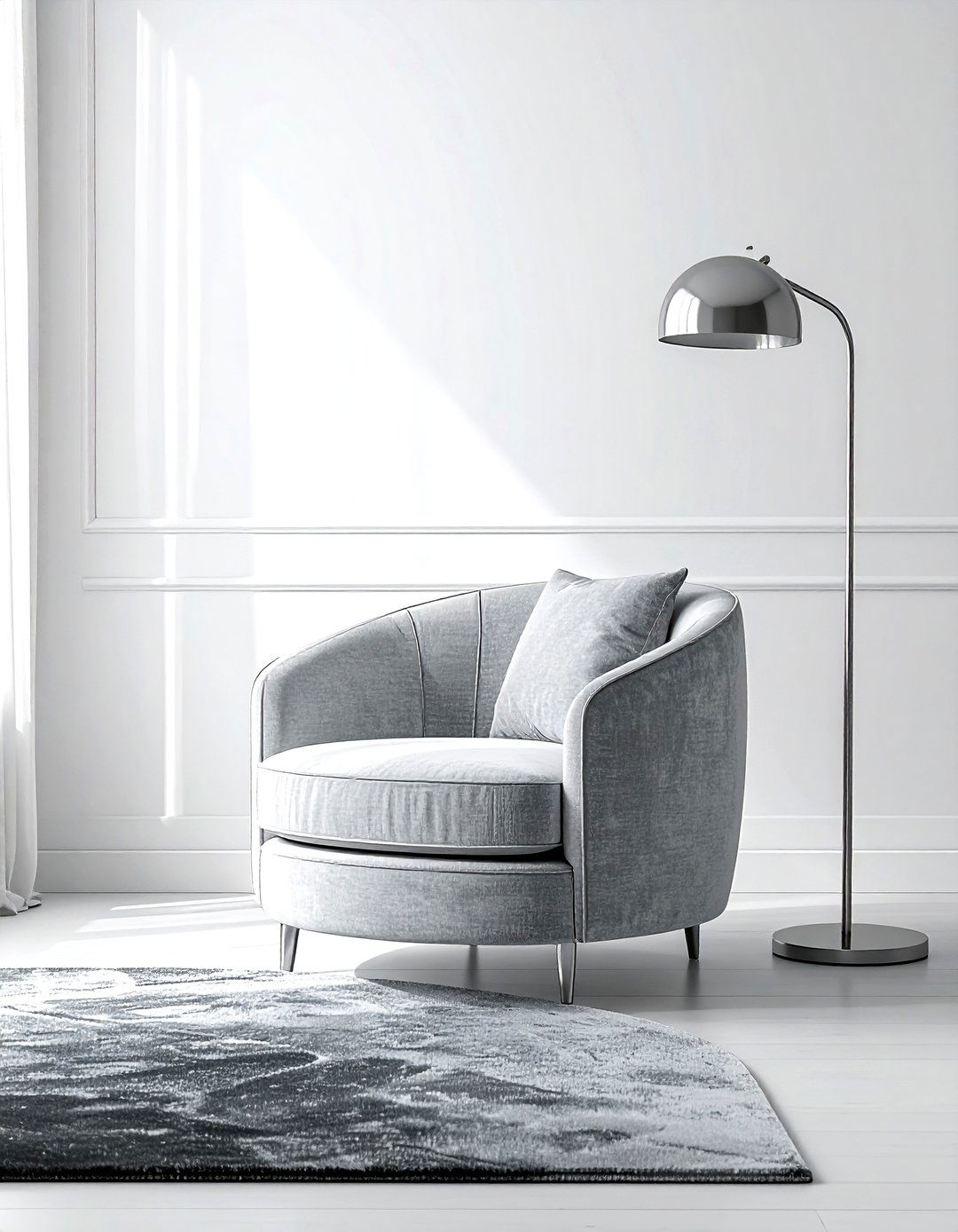 Grey Barrel Chair - 30 living room barrel chair ideas