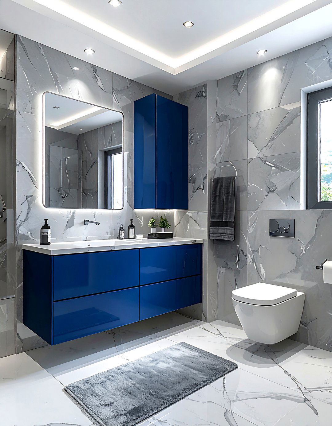 Grey Bathroom With Blue Vanity - 30 grey bathroom design ideas