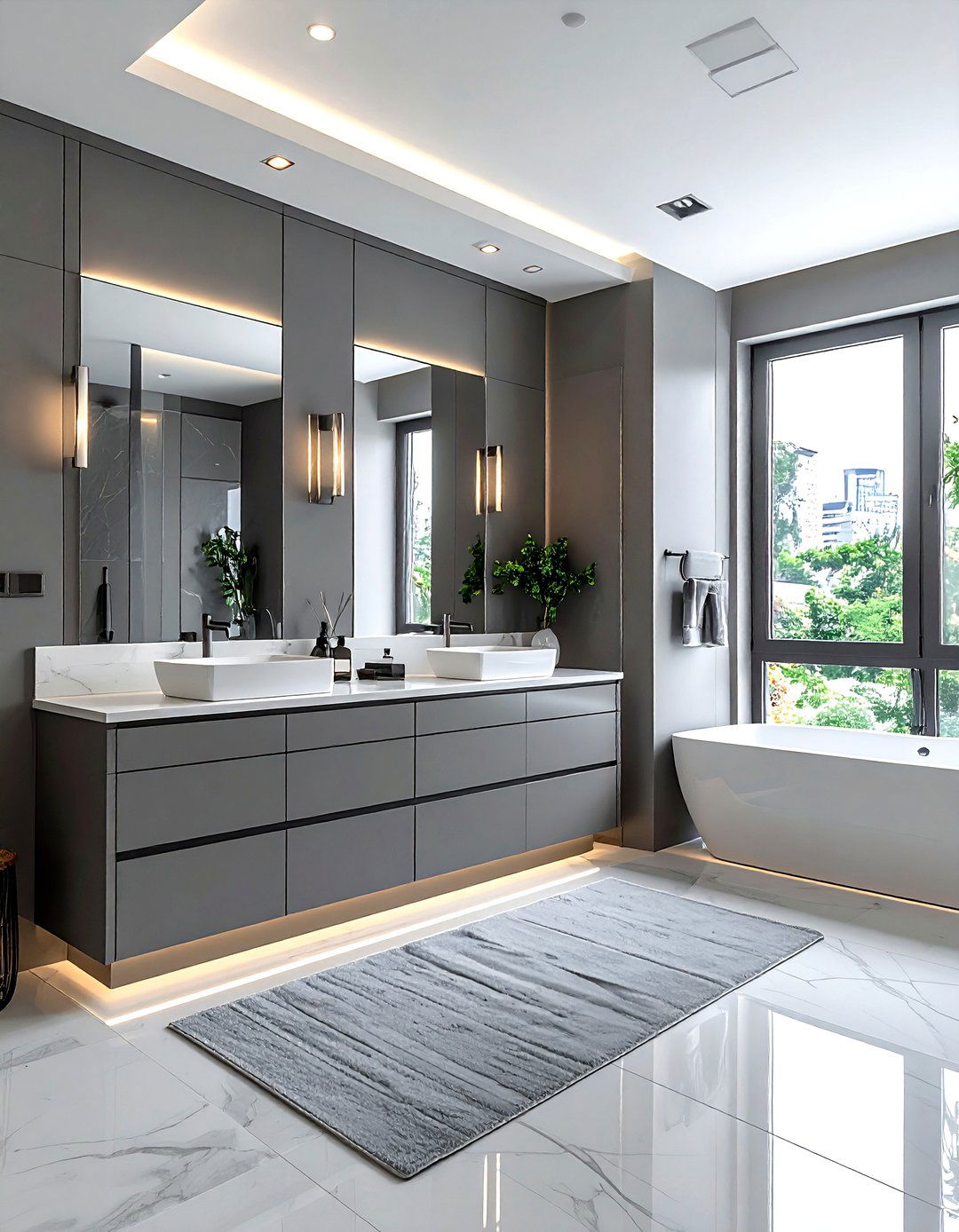 Grey Bathroom With Double Vanity - 30 grey bathroom design ideas