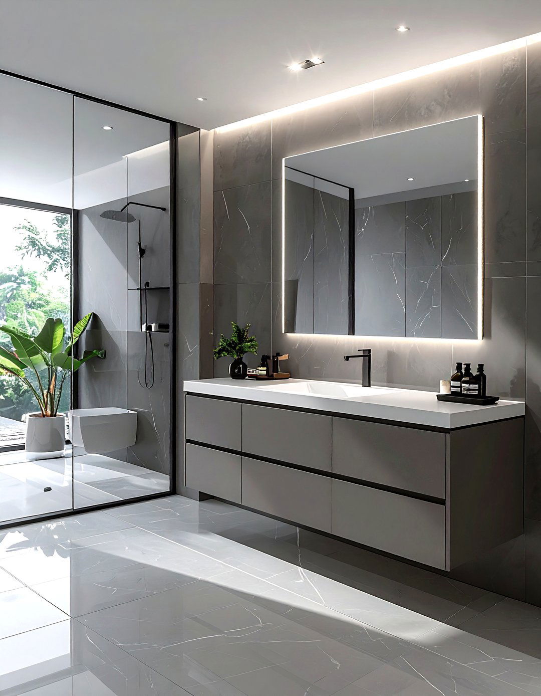 Grey Bathroom With Floating Vanity - 30 grey bathroom design ideas
